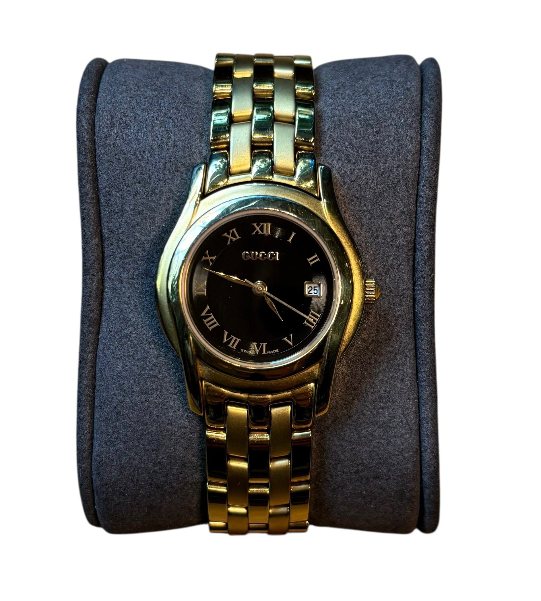 Gucci Gold Plated Link Black Dial