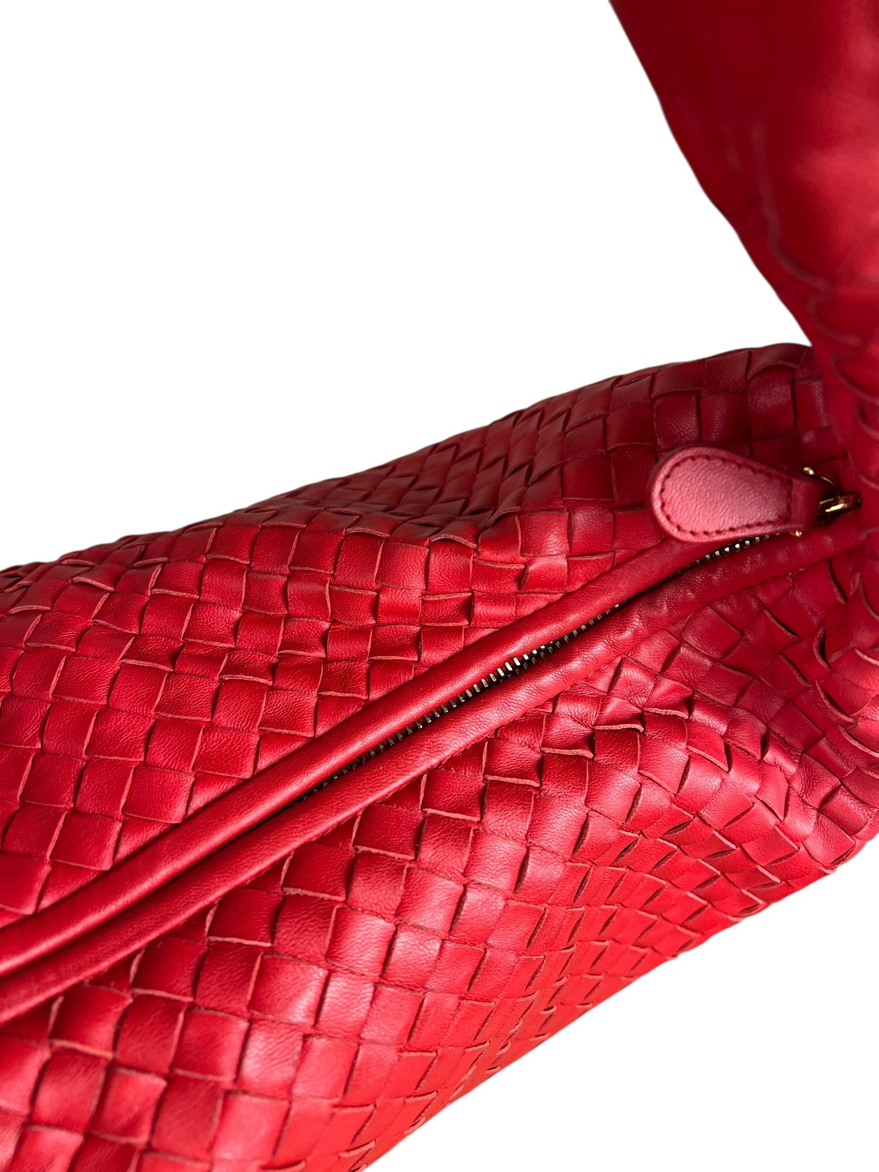 Bottega Veneta Large Intreccio Hobo Bag Red