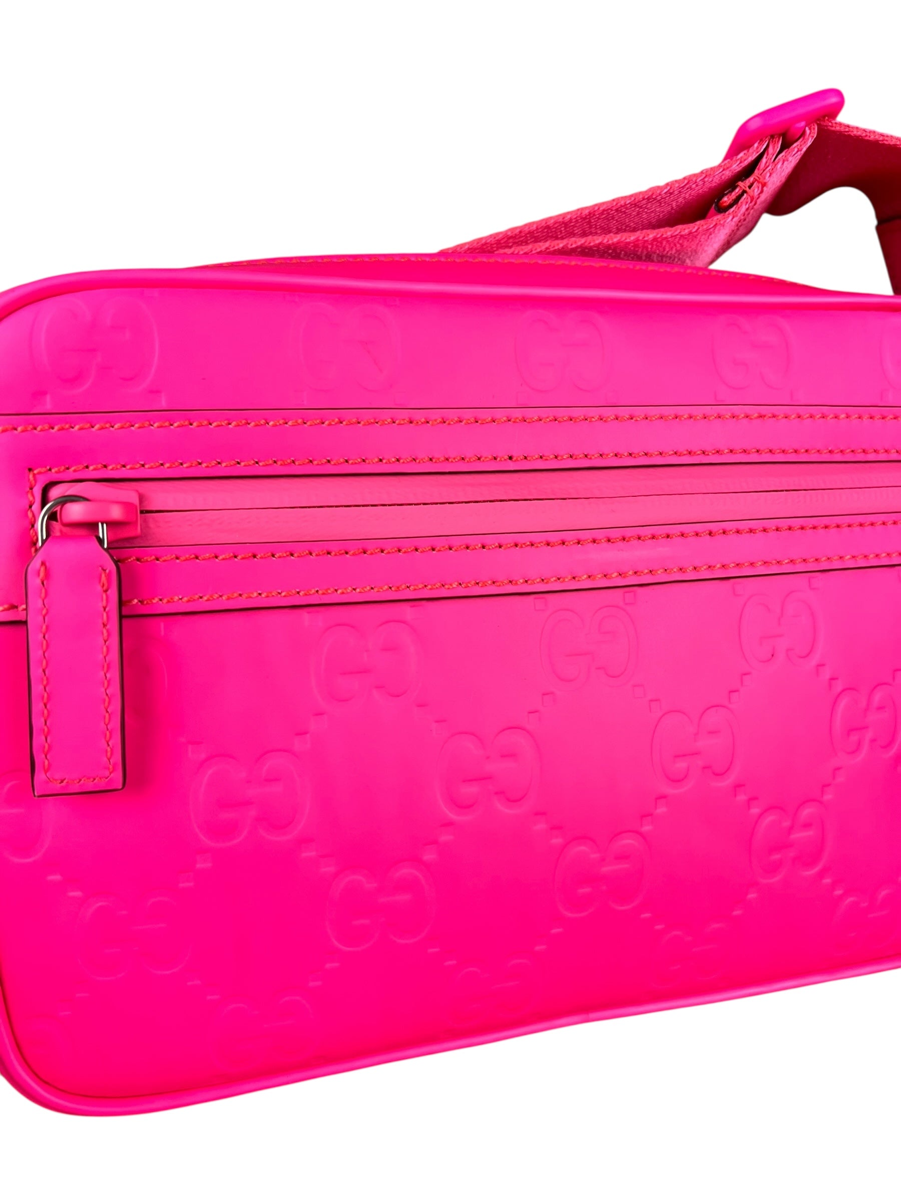 Gucci Hot Pink GG Rubber Effect Crossbody Bag