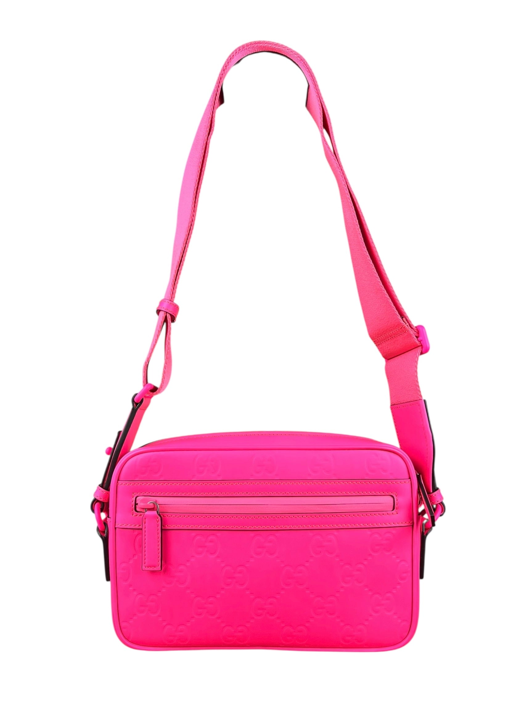 Gucci Hot Pink GG Rubber Effect Crossbody Bag