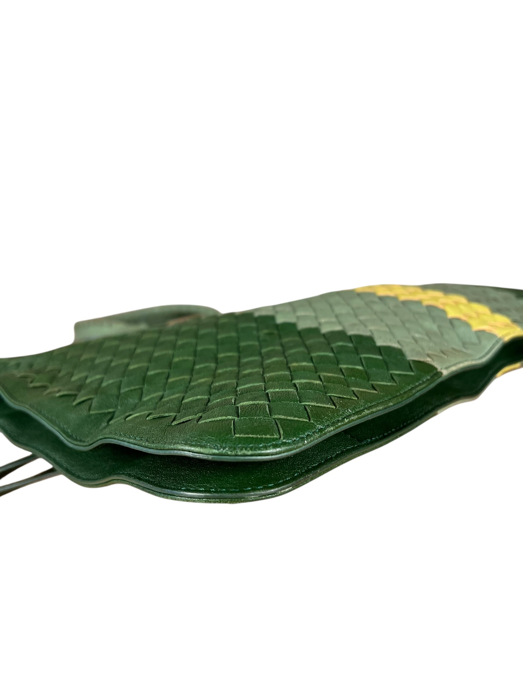 Bottega Veneta Intercciato Multicolor Business Bag Green/Yellow