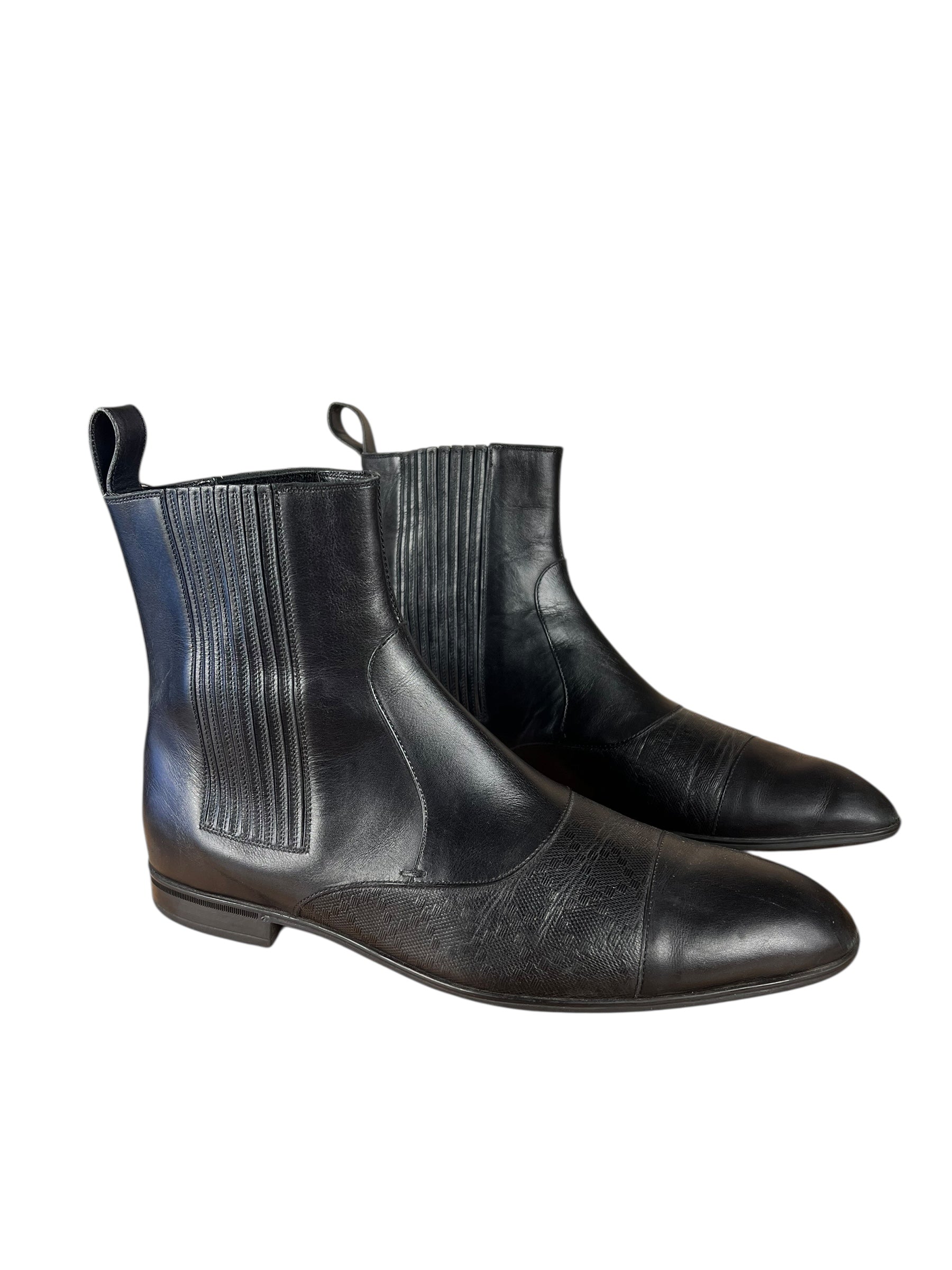 Gucci Black Imprime Pattern Leather Chelsea Boot
