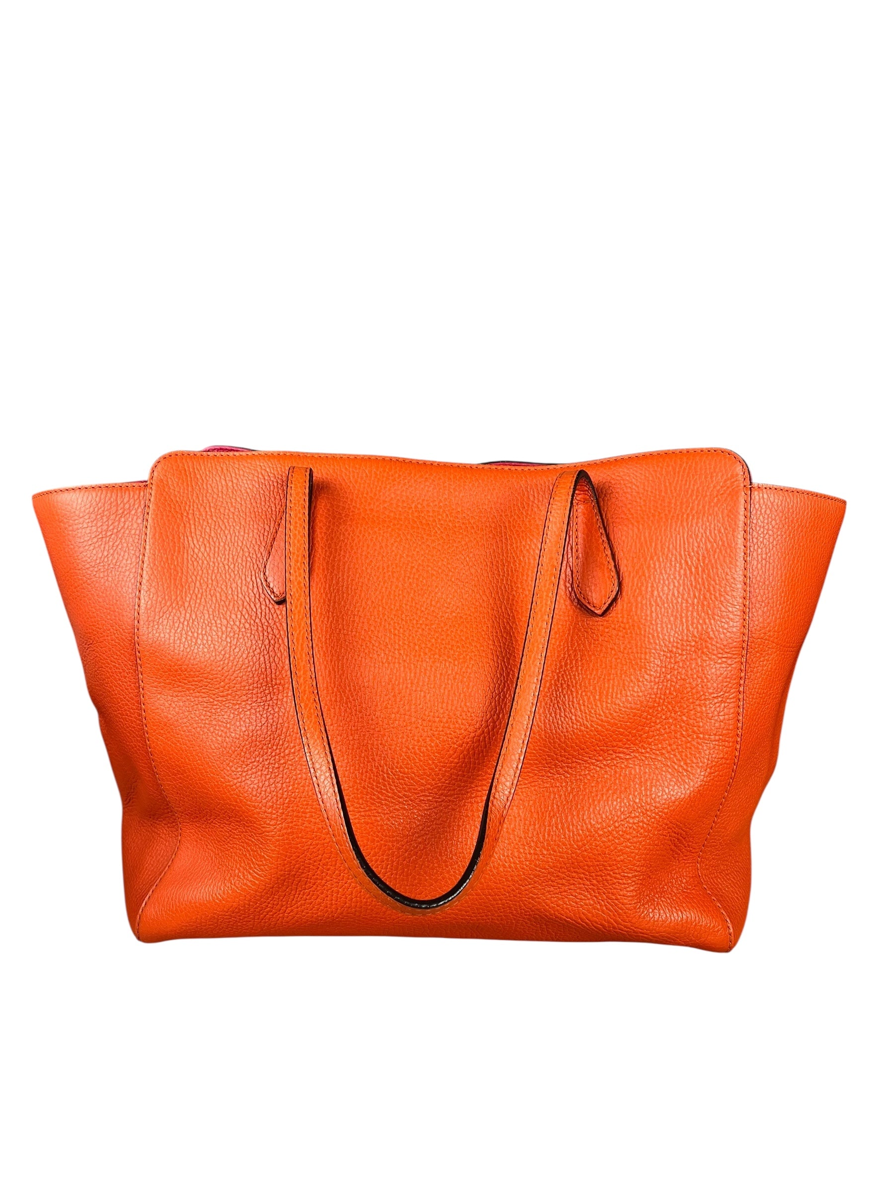 Gucci Orange Pebble Leather Swing Medium Tote