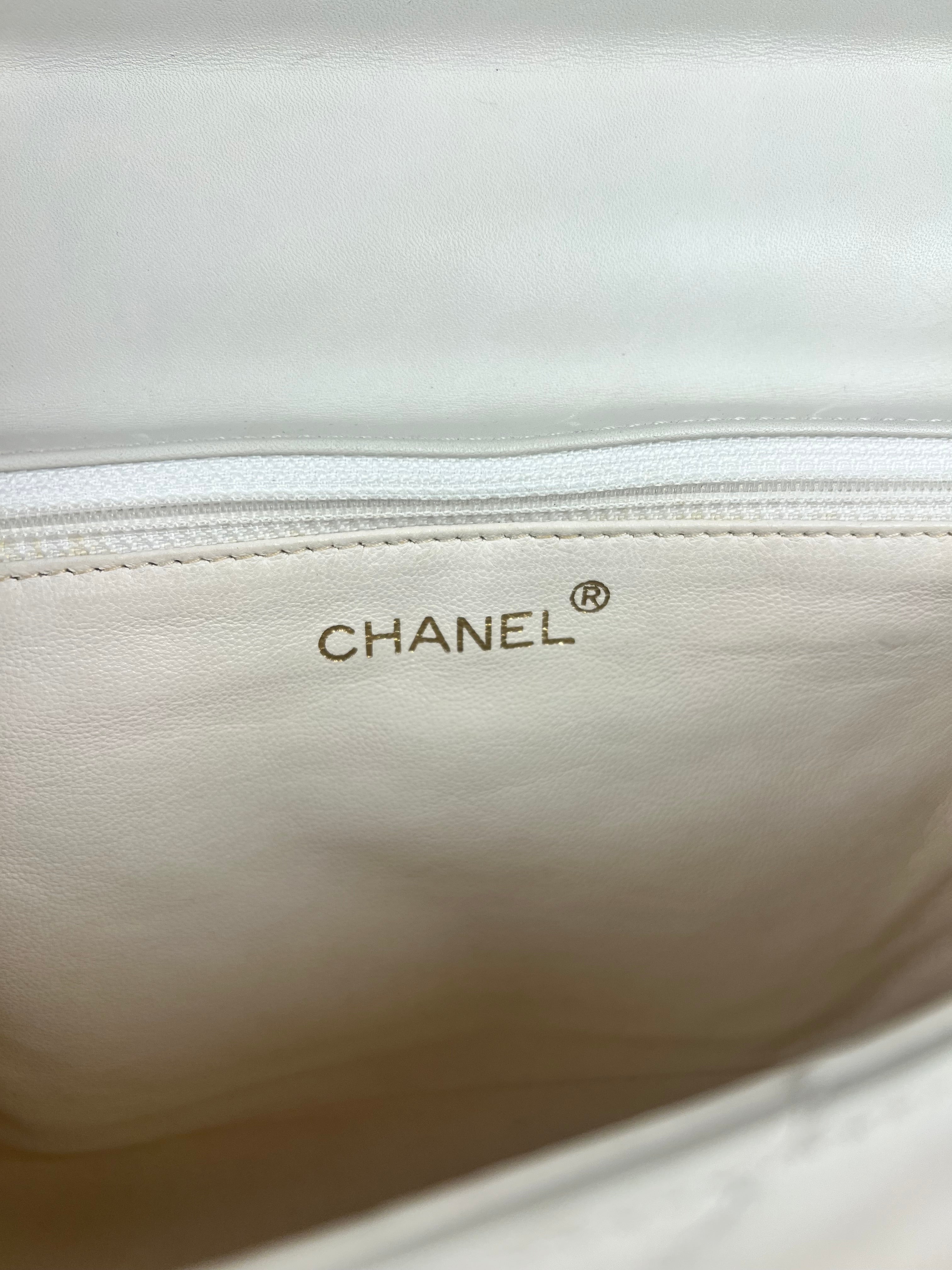 Chanel Classique White Quilted Leather Flap Bag 2001