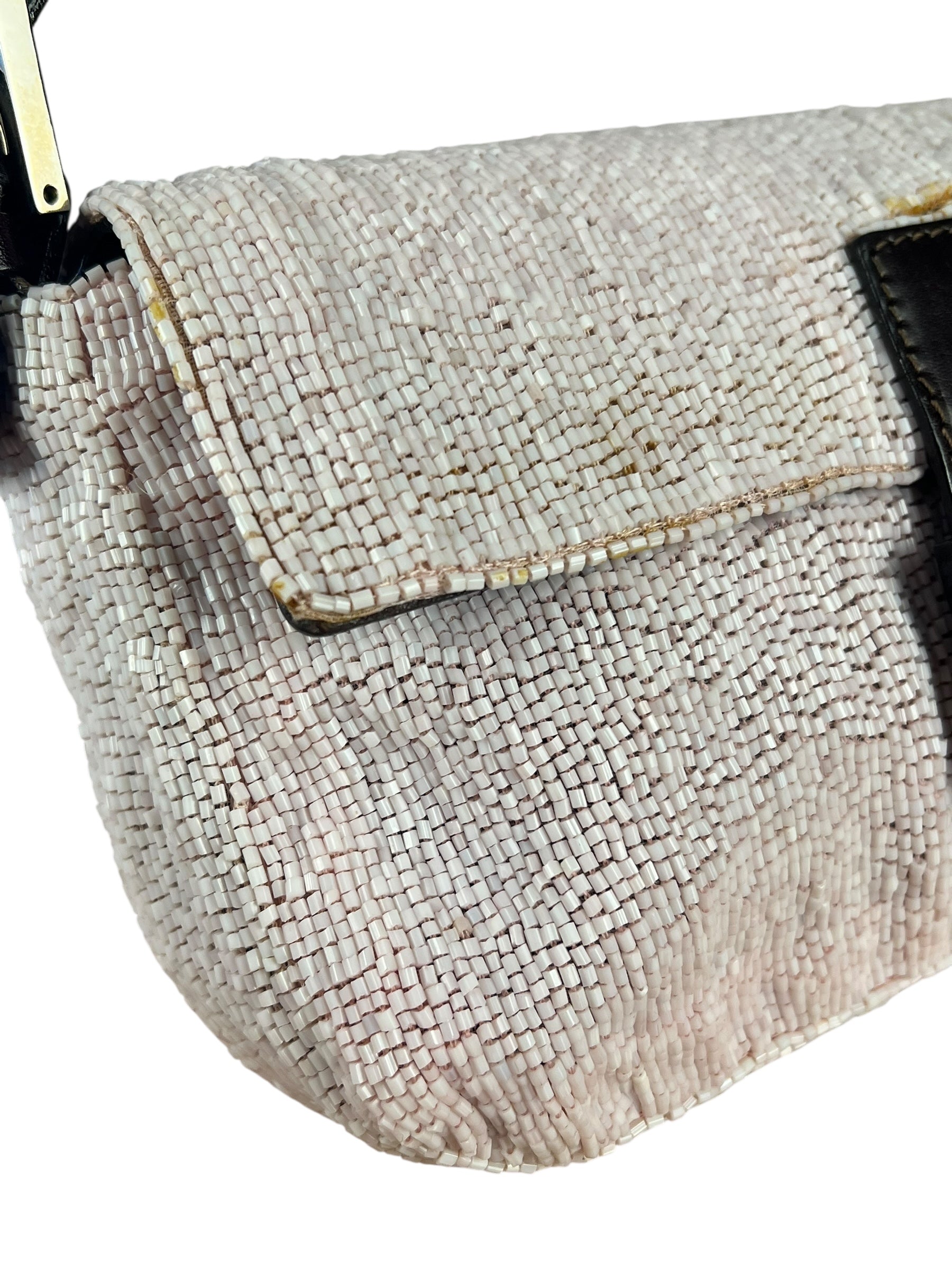 Fendi Pelle Rosa Beaded Baguette