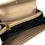 Saint Laurent Beige Grain de Poudre Chevron Long Wallet