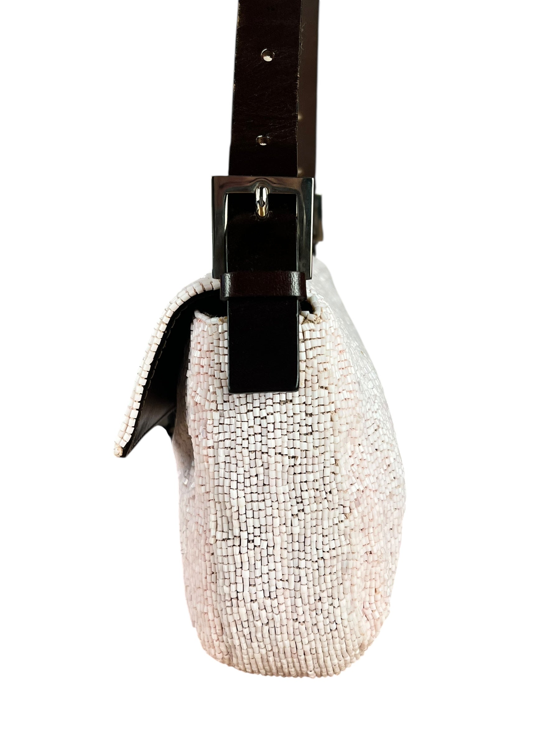 Fendi Pelle Rosa Beaded Baguette