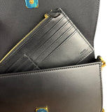 Fendi Fendigraphy Black Leather Wallet on Chain