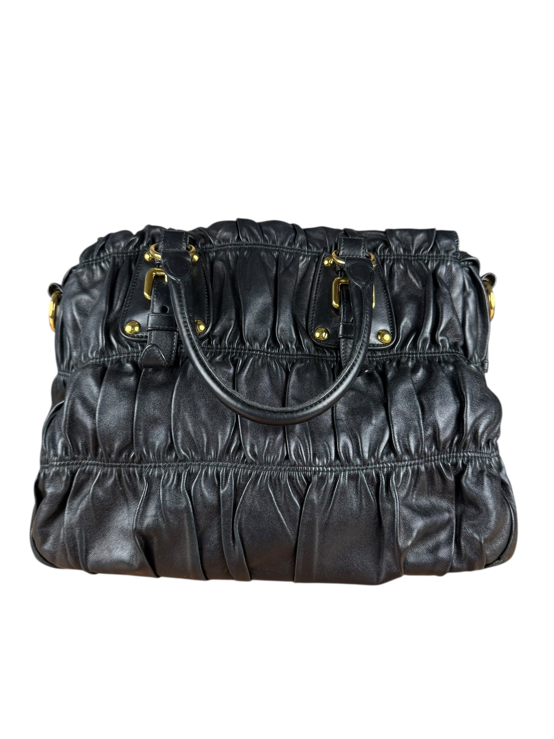 Prada Nappa Leather Ruffle Hobo Shoulder Bag