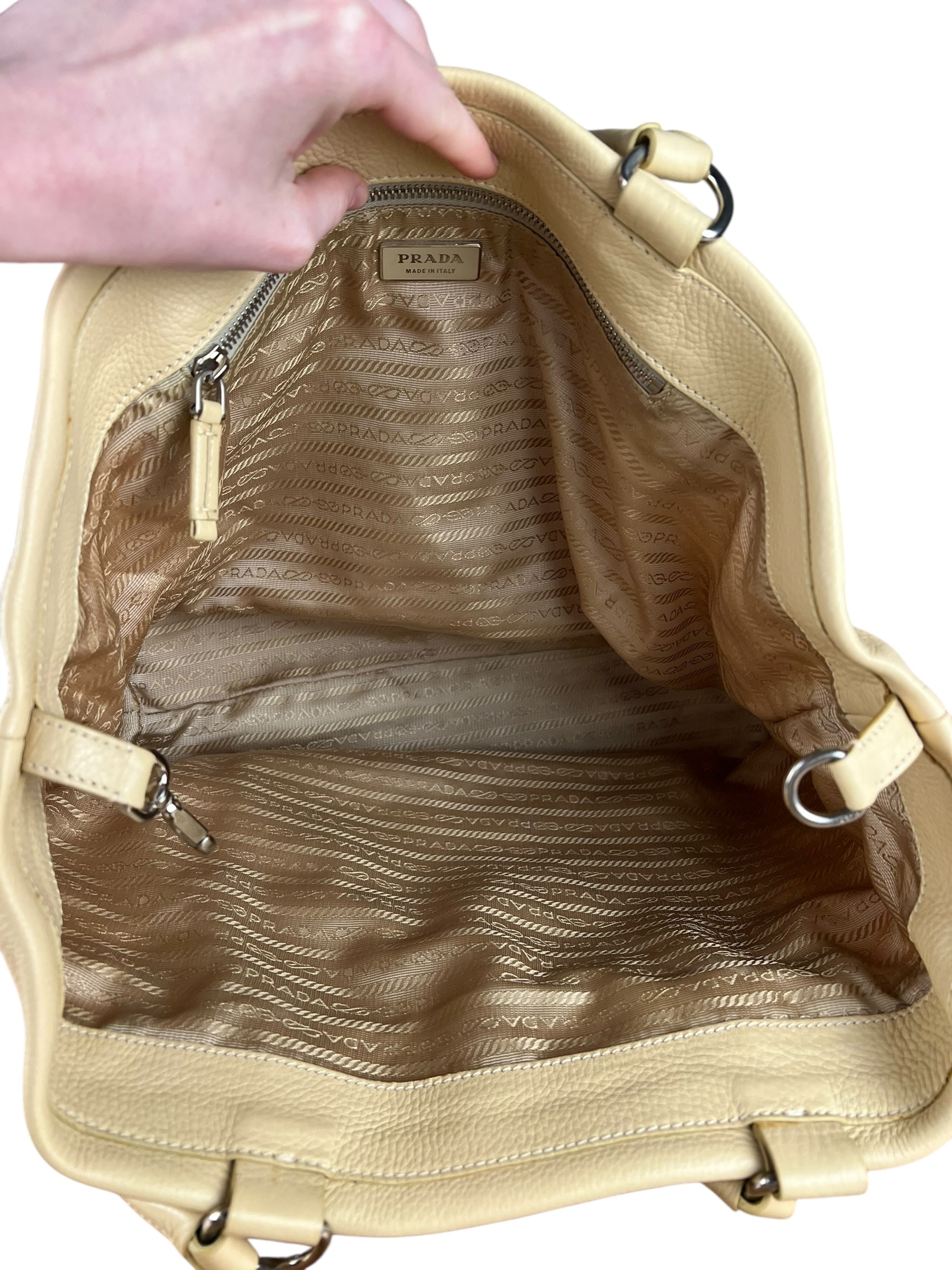Prada Beige Nylon/Leather Shoulder Bag