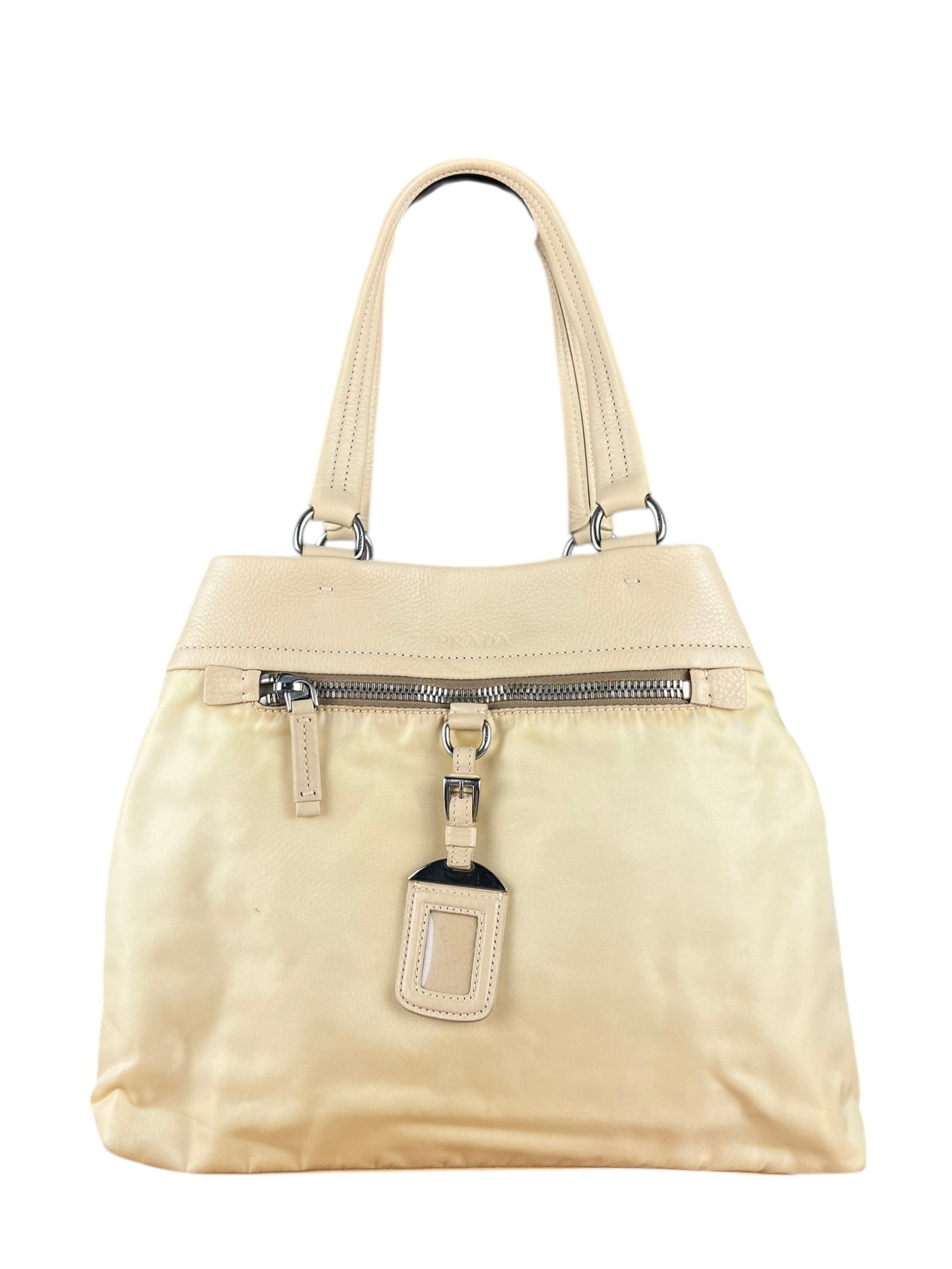 Prada Beige Nylon/Leather Shoulder Bag