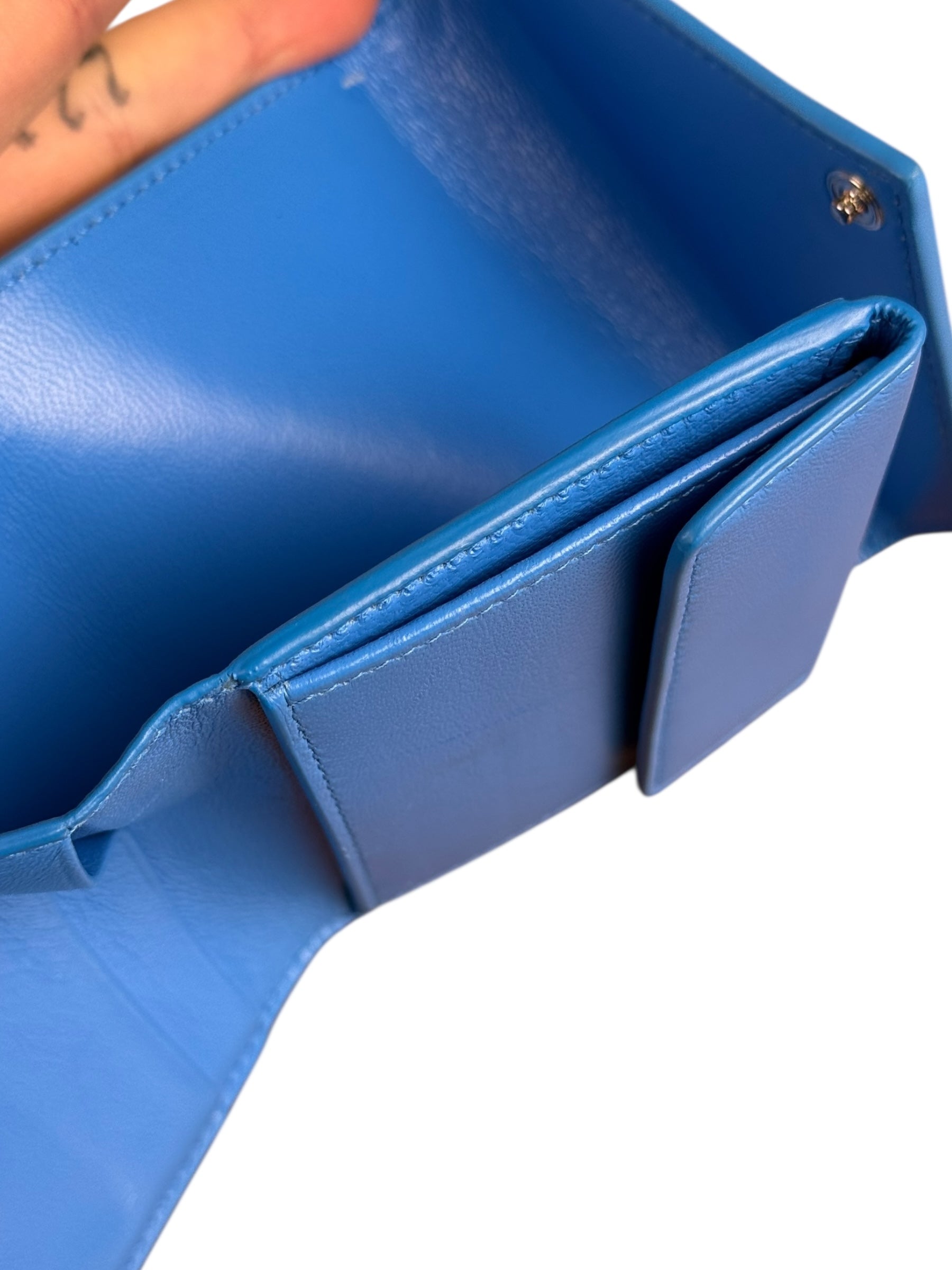 Balenciaga Blue Polka Dot Tri-Fold Wallet