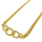 Christian Dior Rhinestone Chain Link Necklace Gold