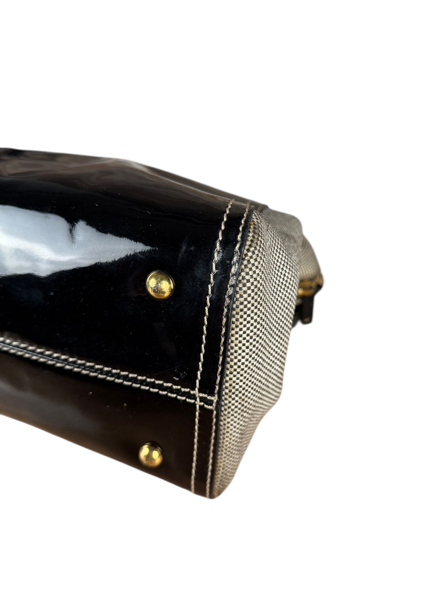 Fendi vintage Chameleon Black Patent Leather Handbag
