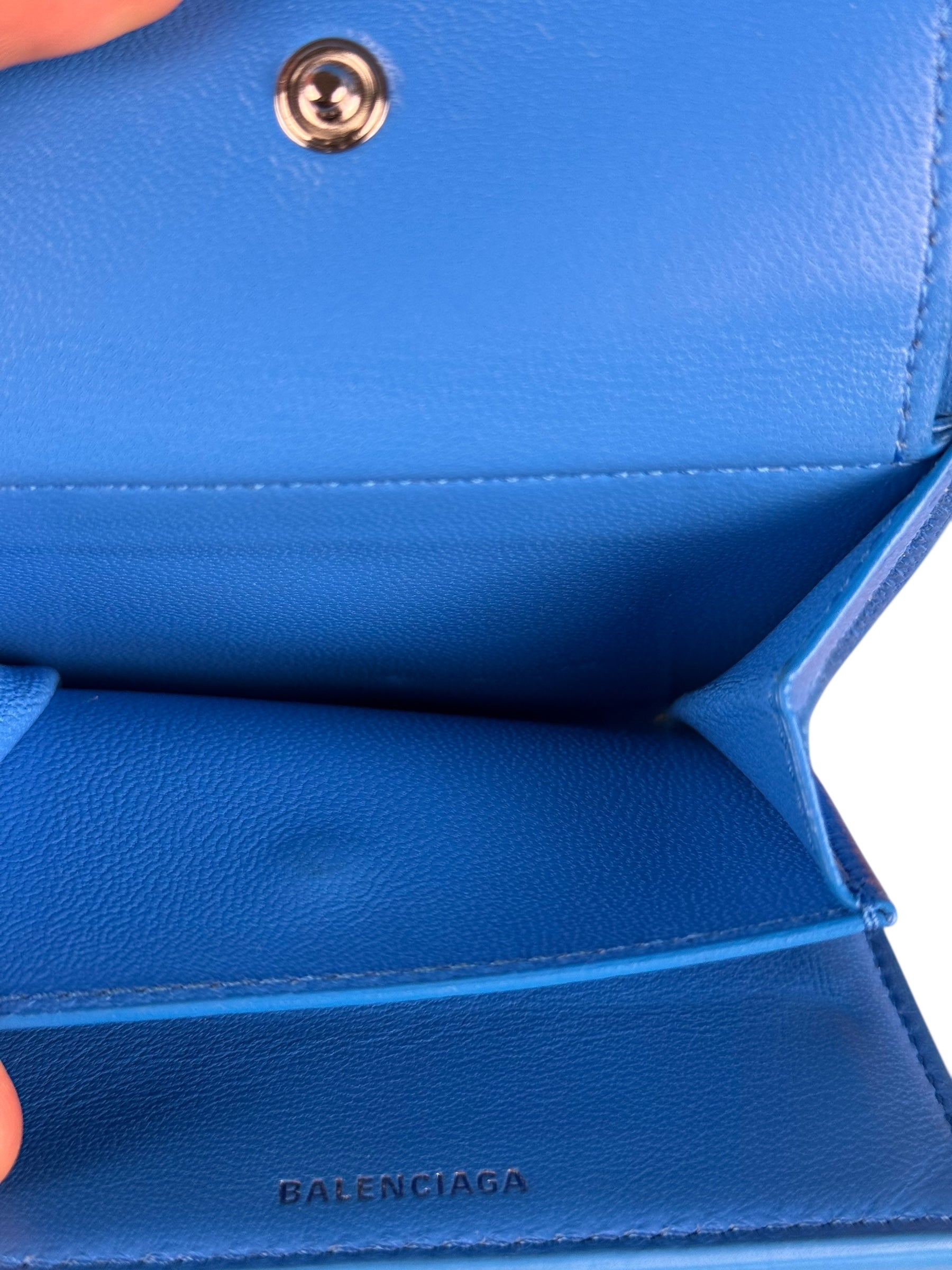 Balenciaga Blue Polka Dot Tri-Fold Wallet