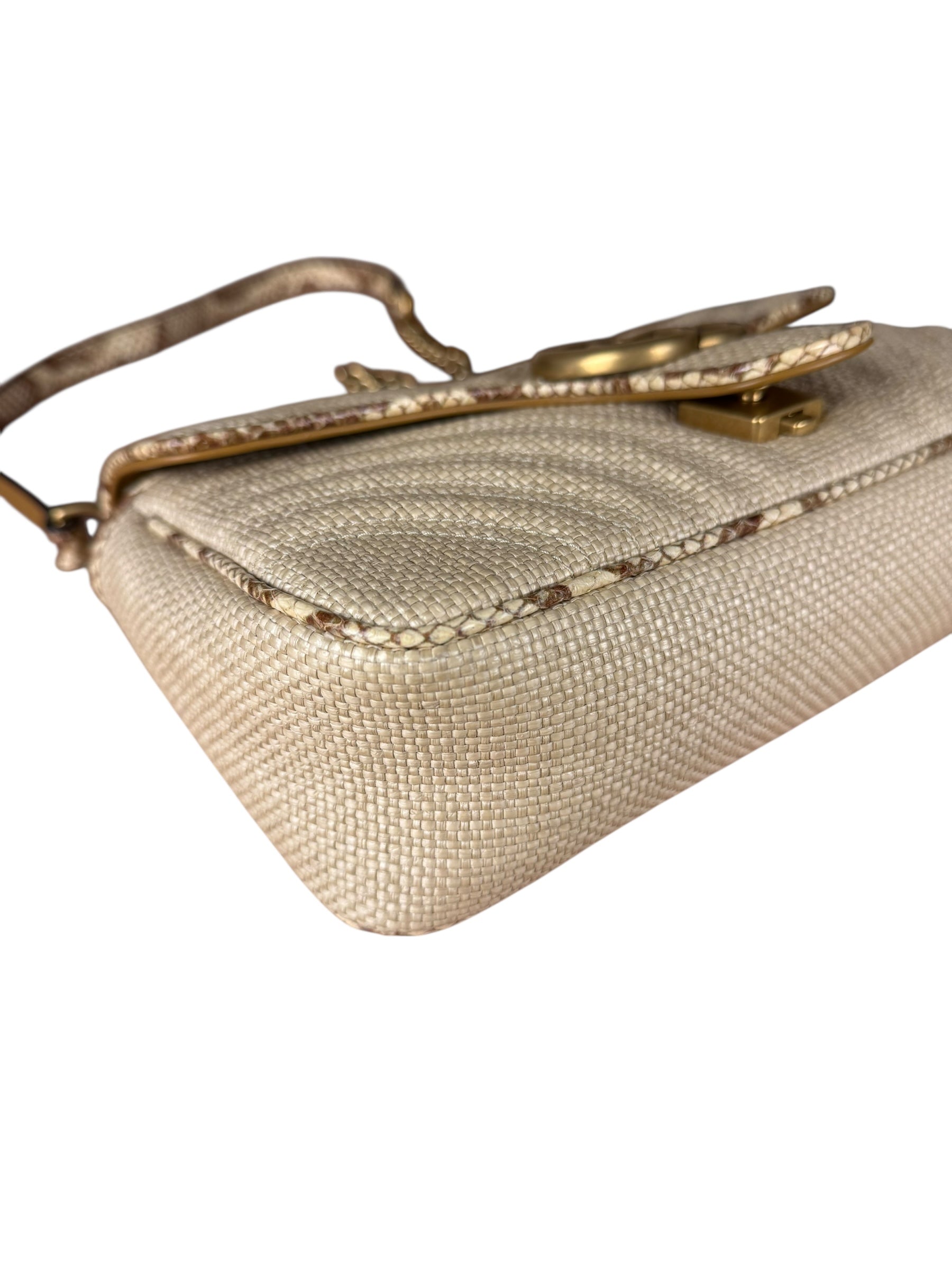 Gucci Raffia Snake-Trimmed Marmont Chain Bag