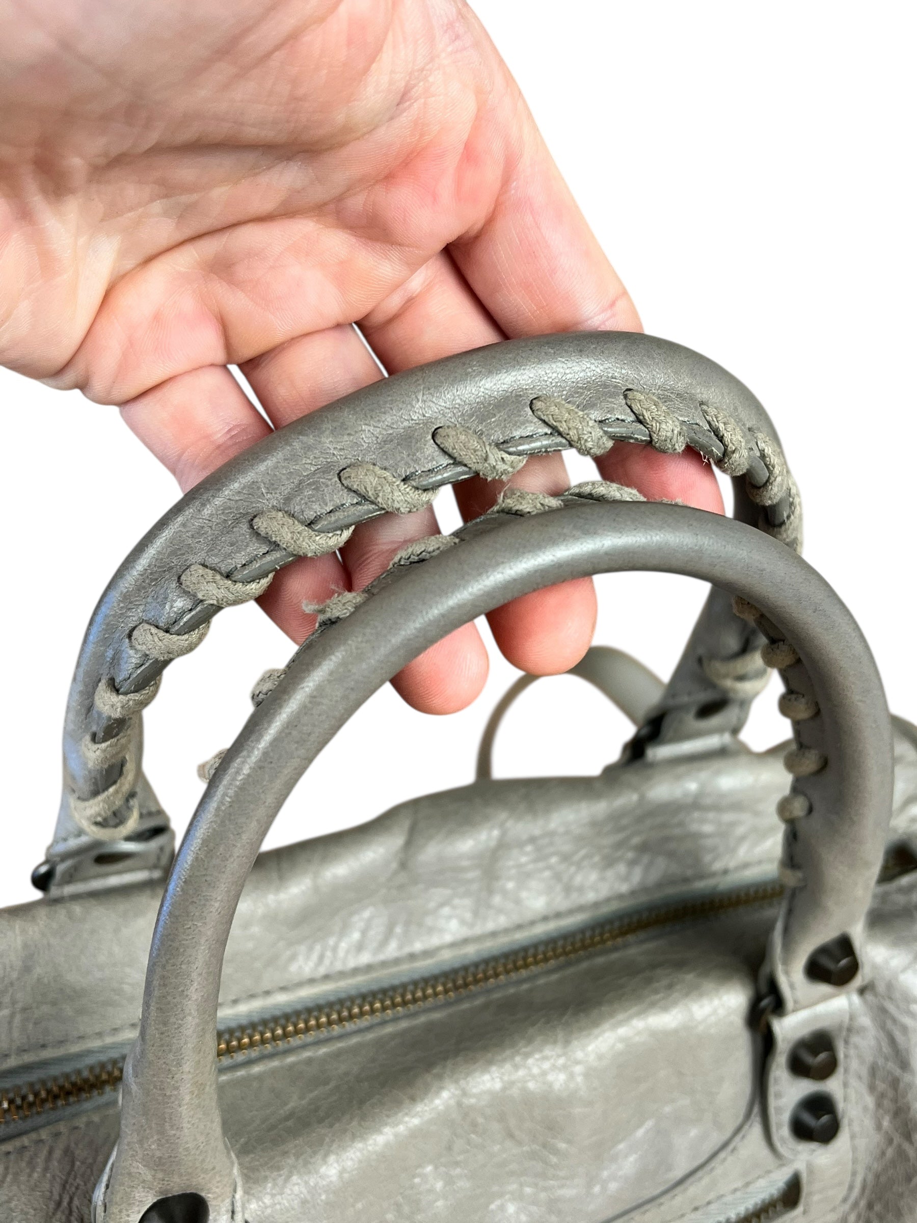 Balenciaga Mini Classic Leather City Bag Grey