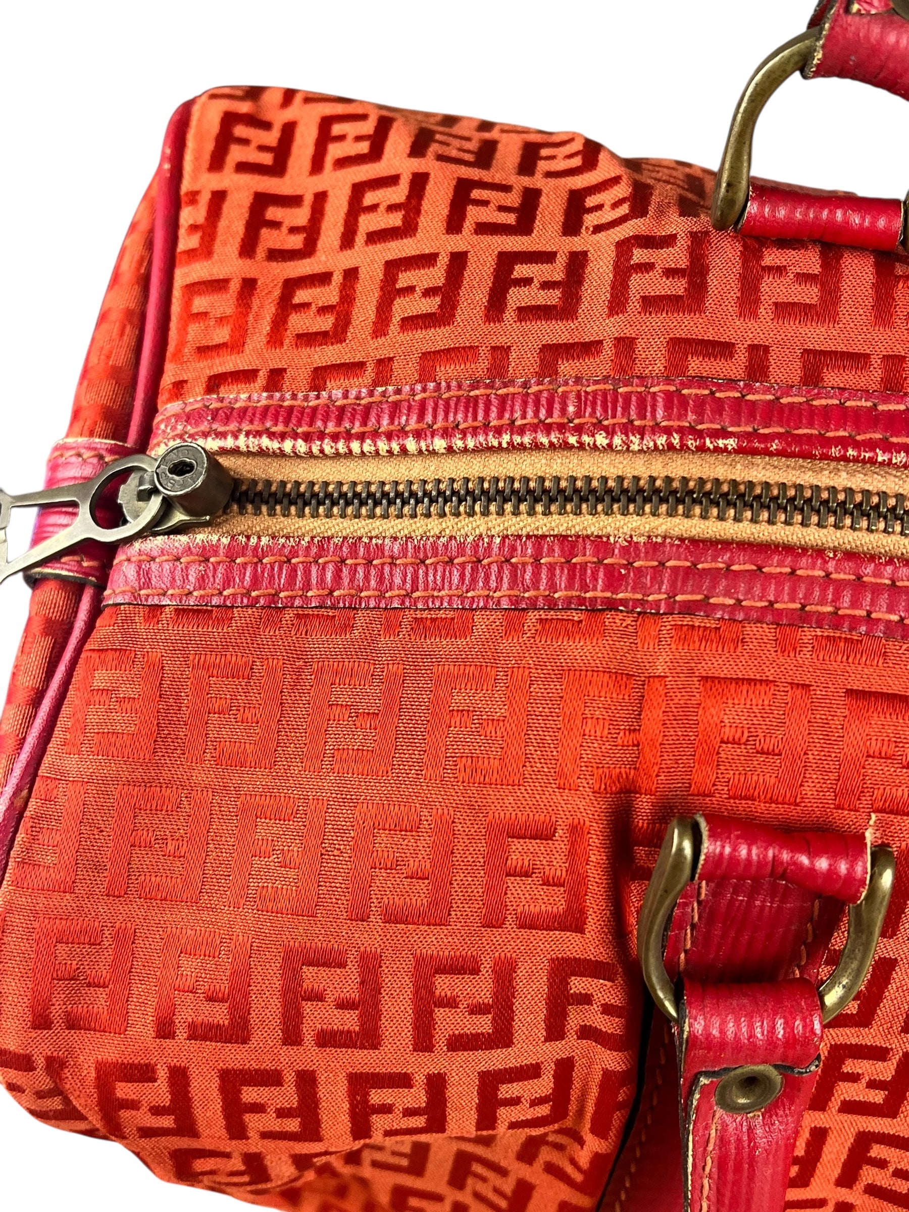 Fendi FF Vintage Boston Bag Red