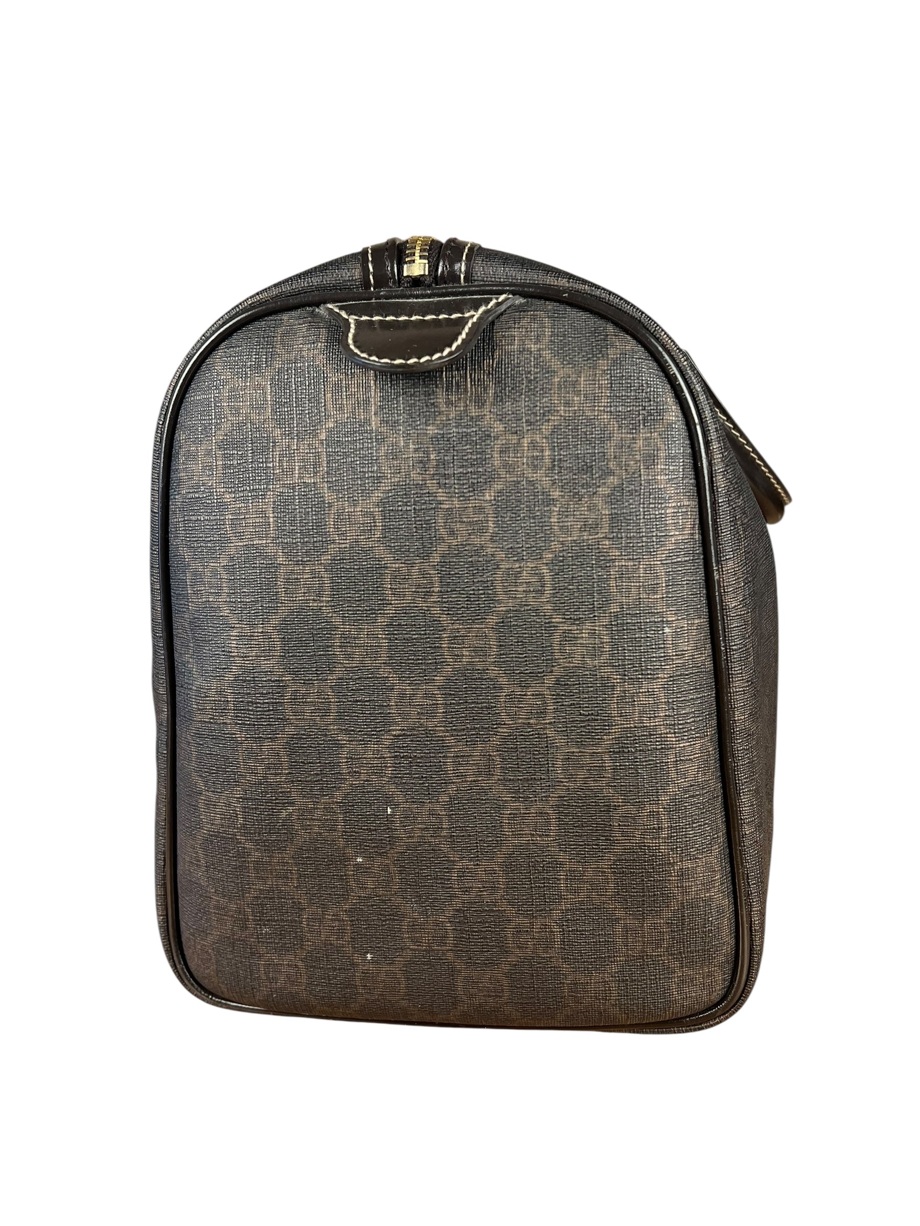 Gucci GG Supreme Coated Boston Bag Dark Brown