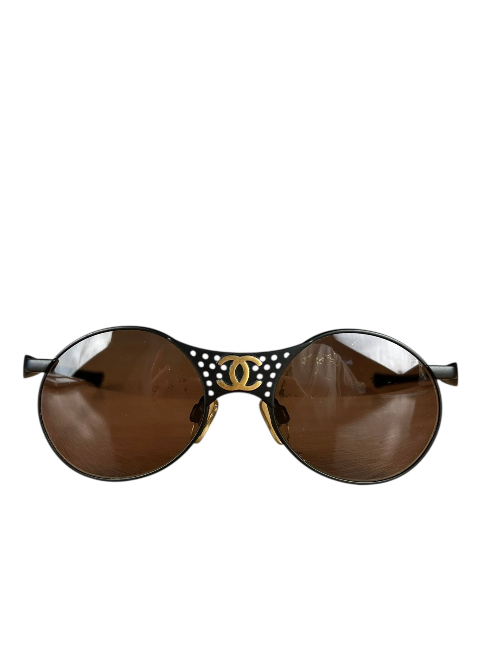 Chanel Steampunk Oval Gold Logo Sunglasses