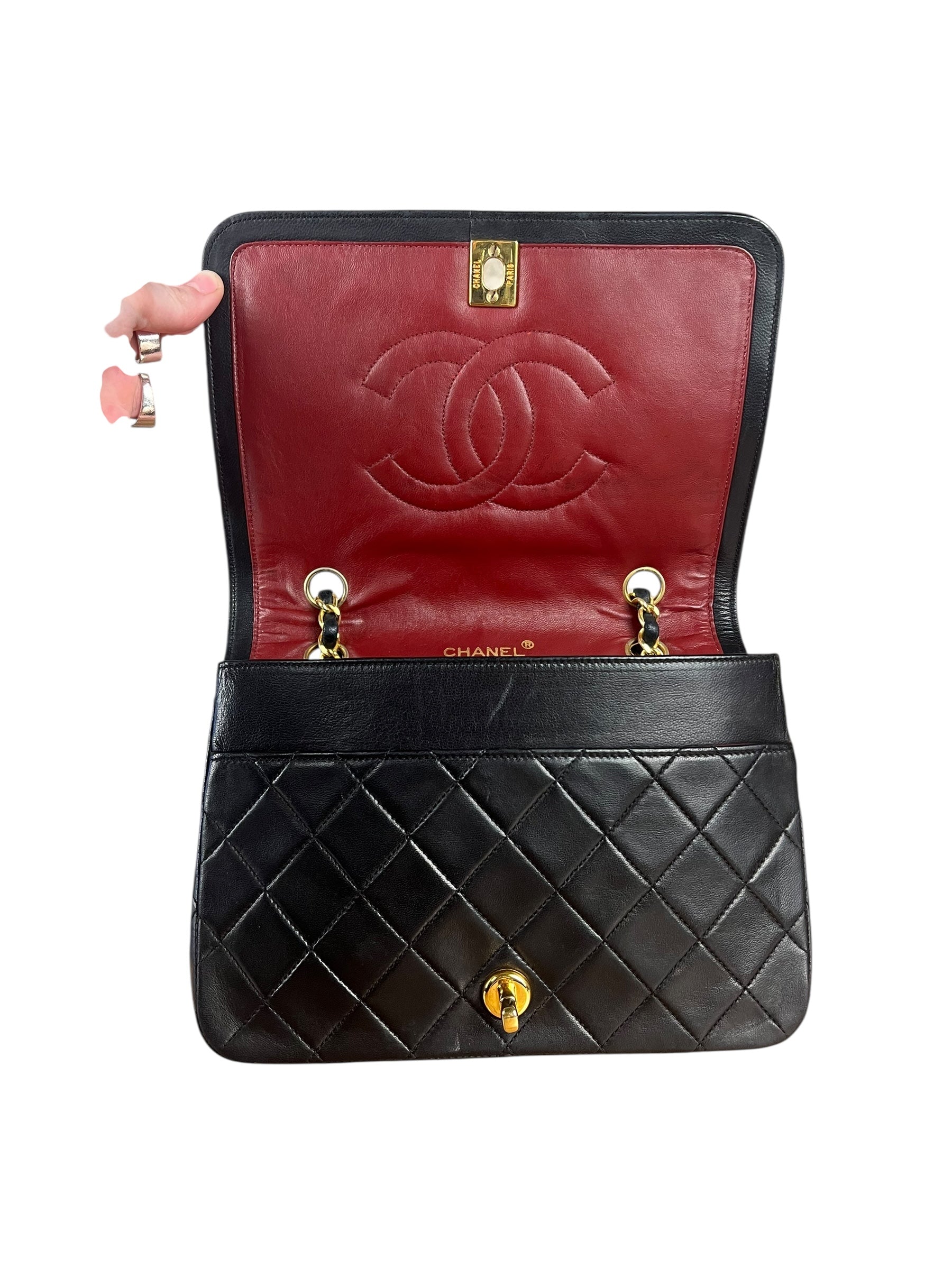 Chanel CC Vintage Black Quilted Chain Flap Bag