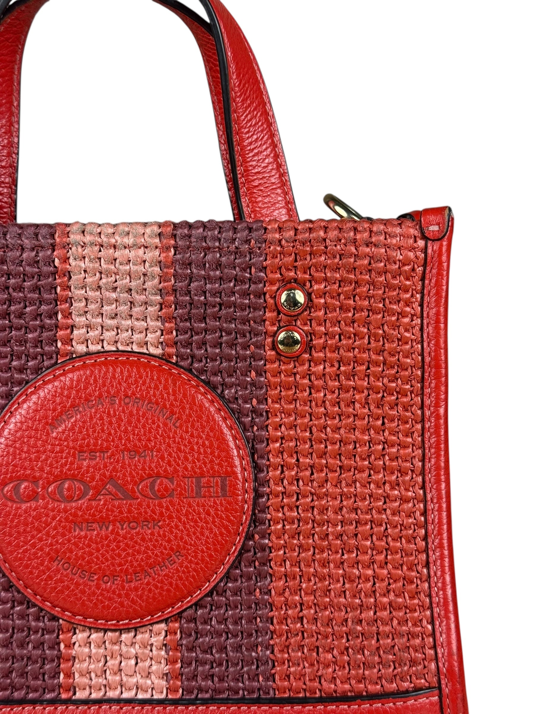 Coach Raffia Mini Tote Crossbody Bag