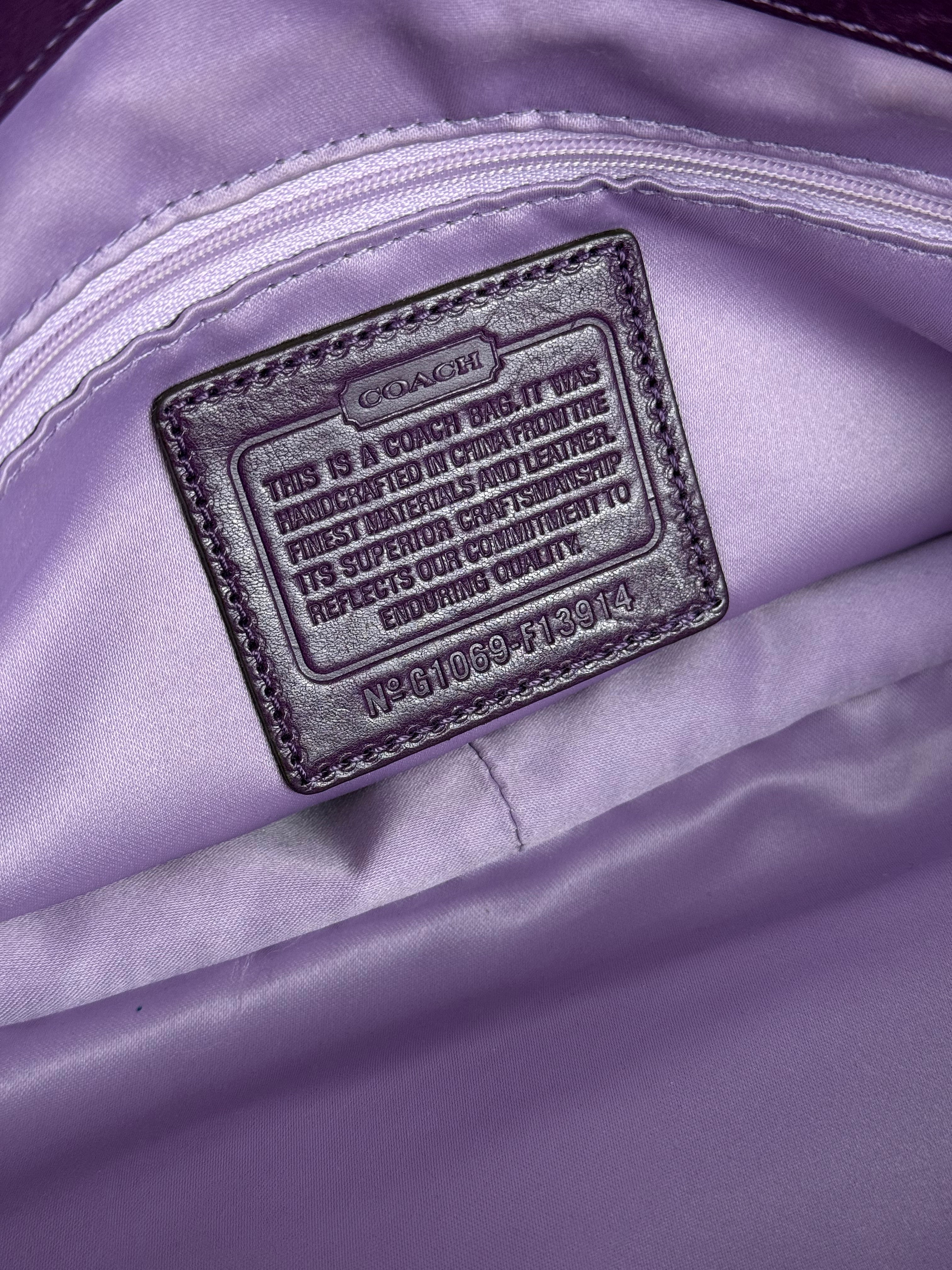 Coach Vintage Purple Leather Hobo Shoulder Bag