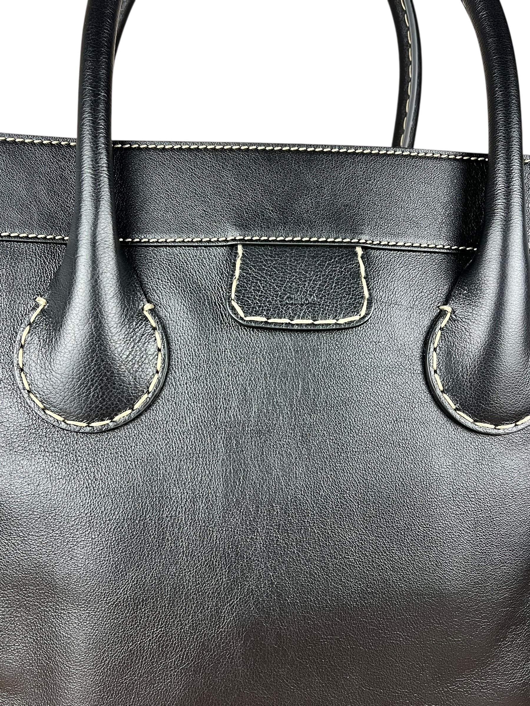 Chloe Edith Black Leather Tote Bag