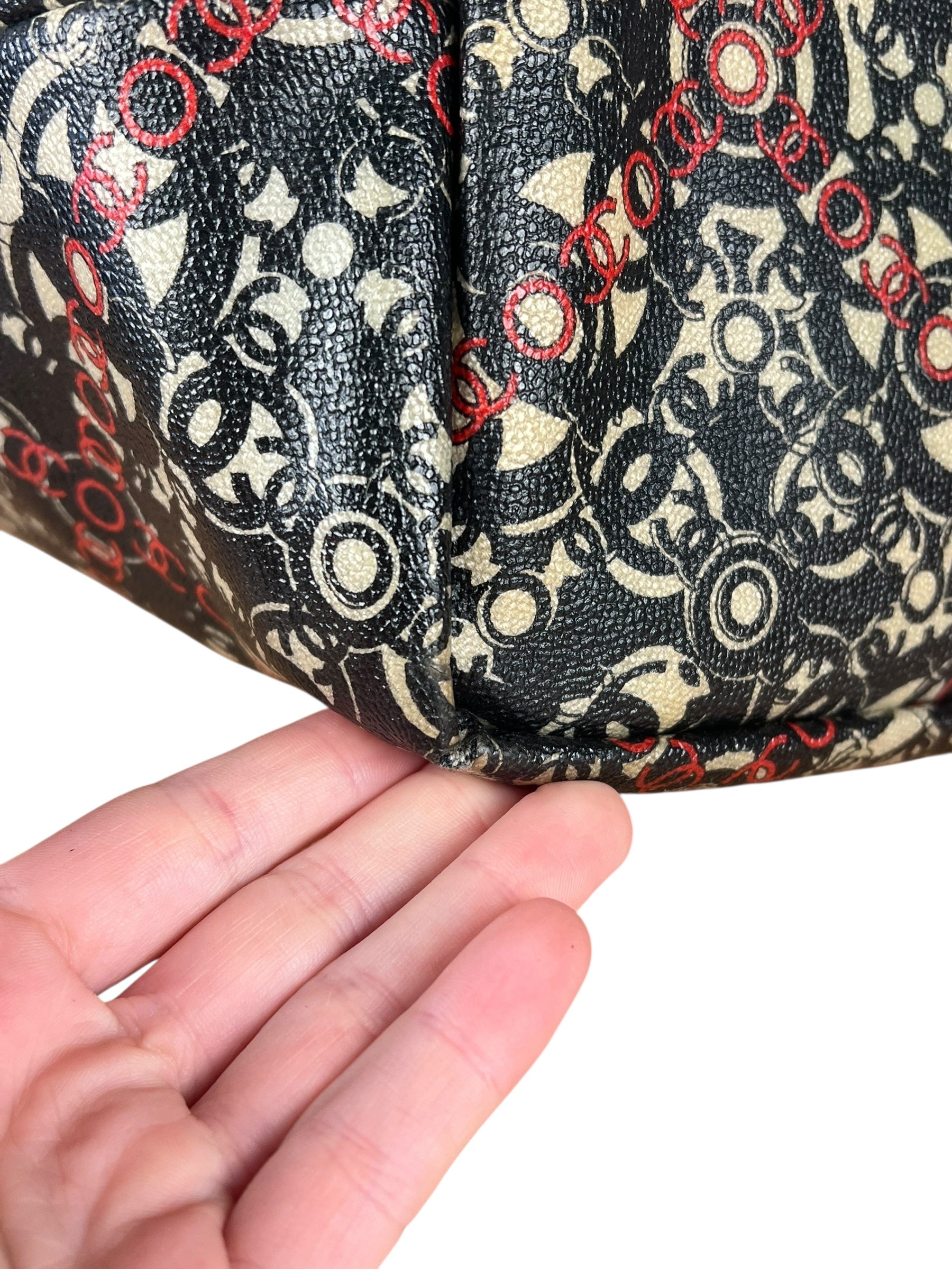Chanel Optic Coco Chainlink Print Shoulder Tote