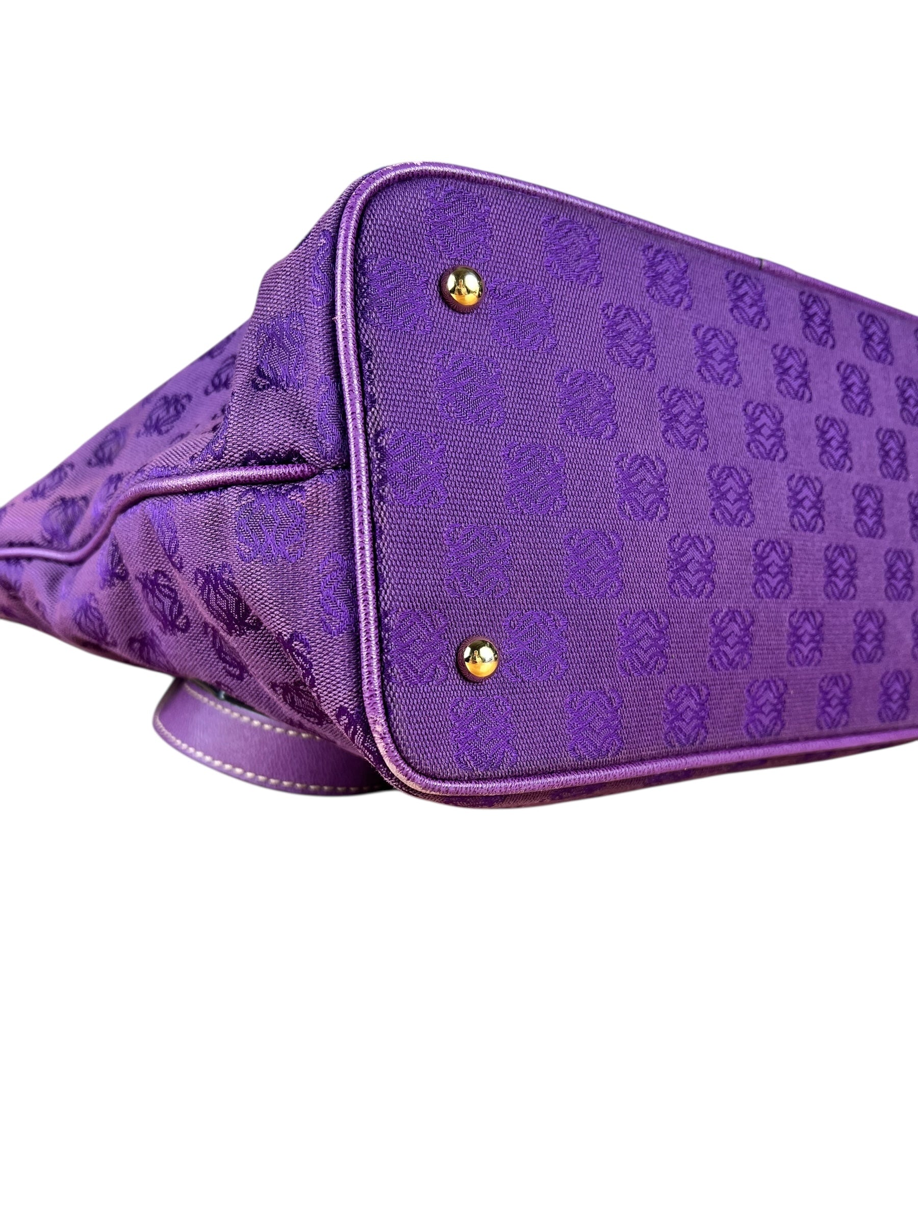 Loewe Vintage Purple Anagram Shoulder Tote