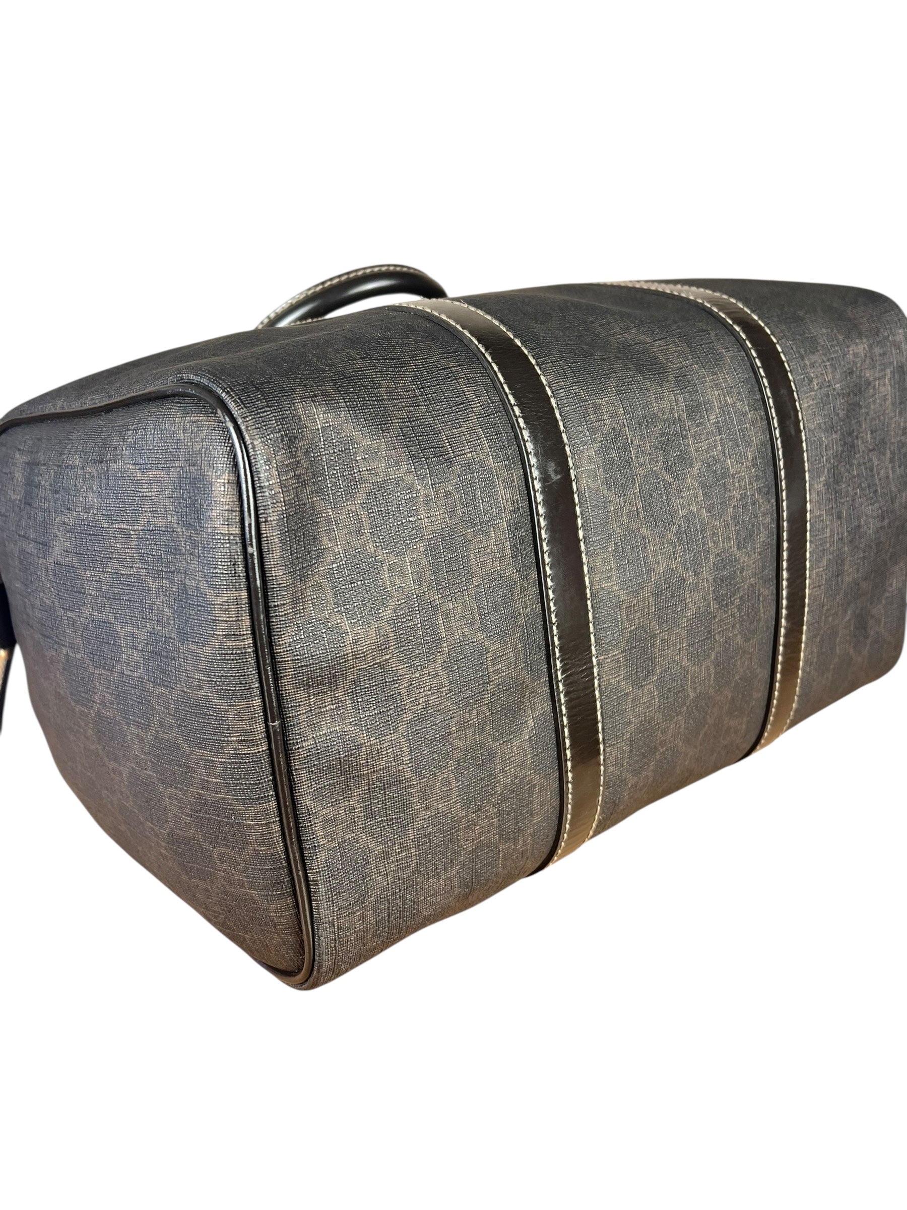 Gucci GG Supreme Coated Boston Bag Dark Brown
