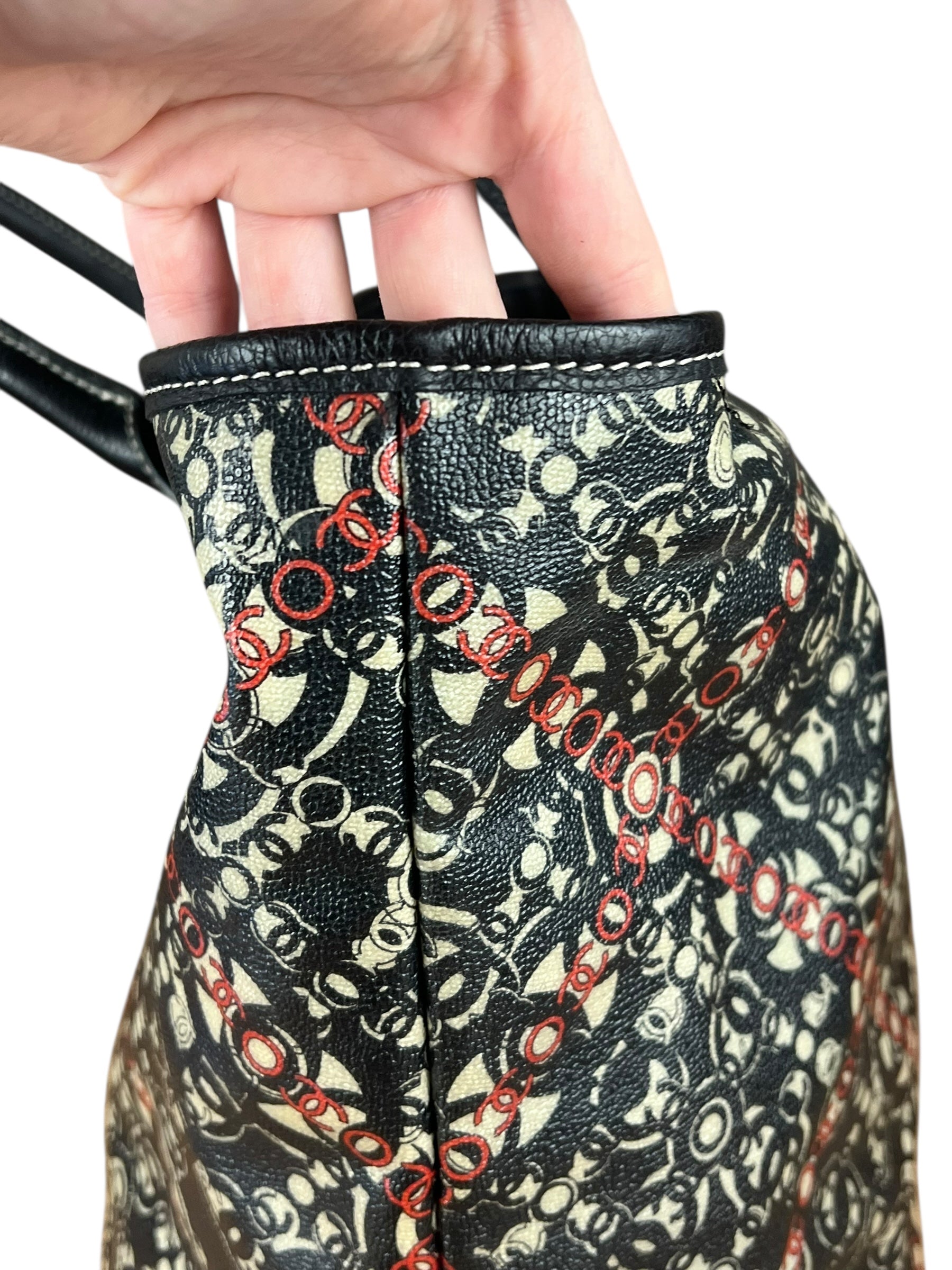 Chanel Optic Coco Chainlink Print Shoulder Tote