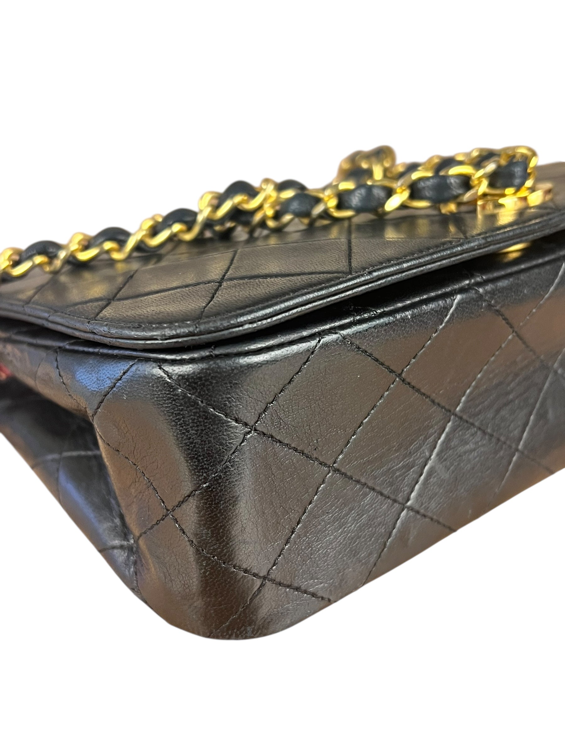 Chanel CC Vintage Black Quilted Chain Flap Bag