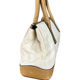 Prada Vintage White/Brown Top Handle Bag