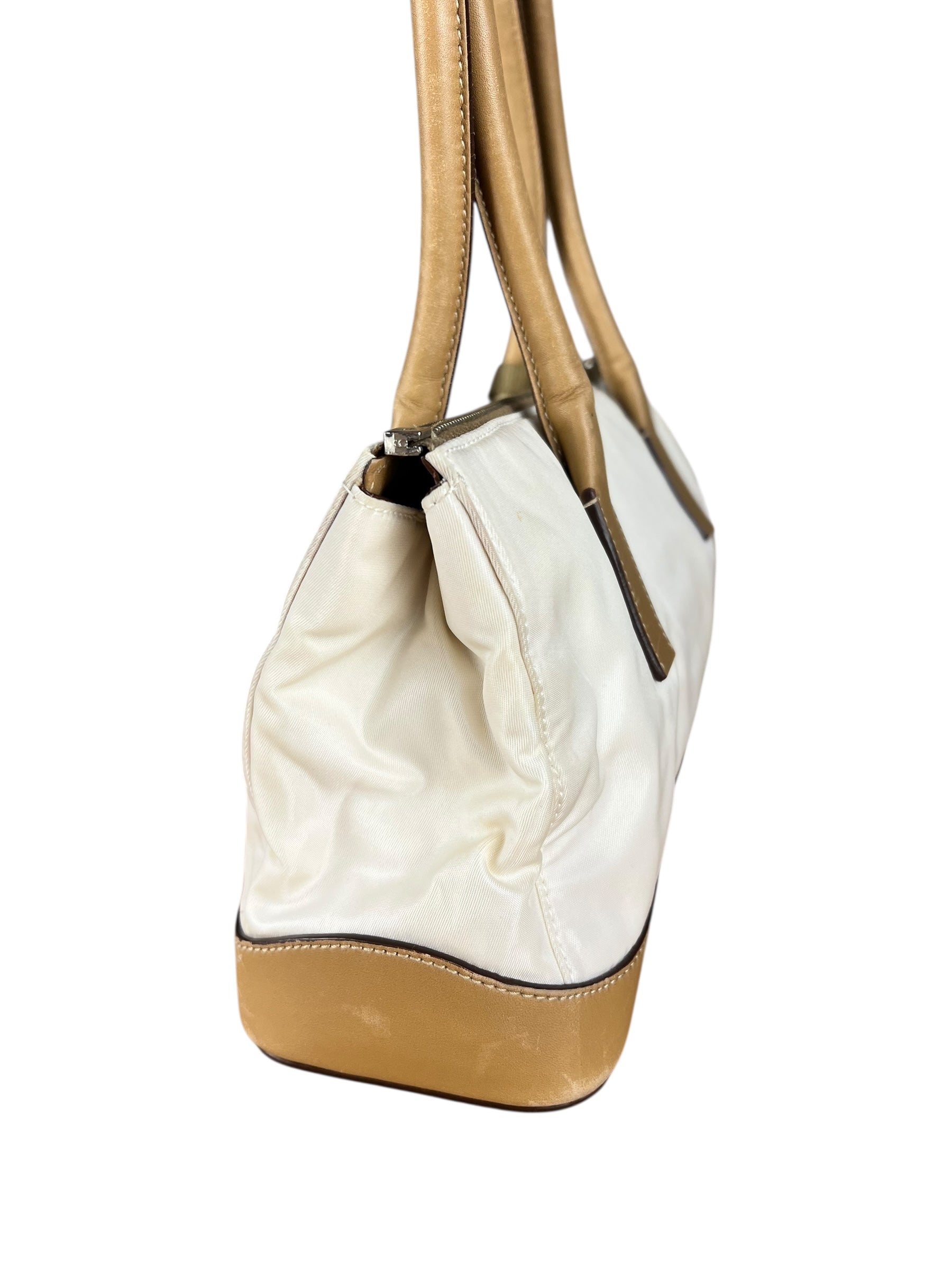 Prada Vintage White/Brown Top Handle Bag