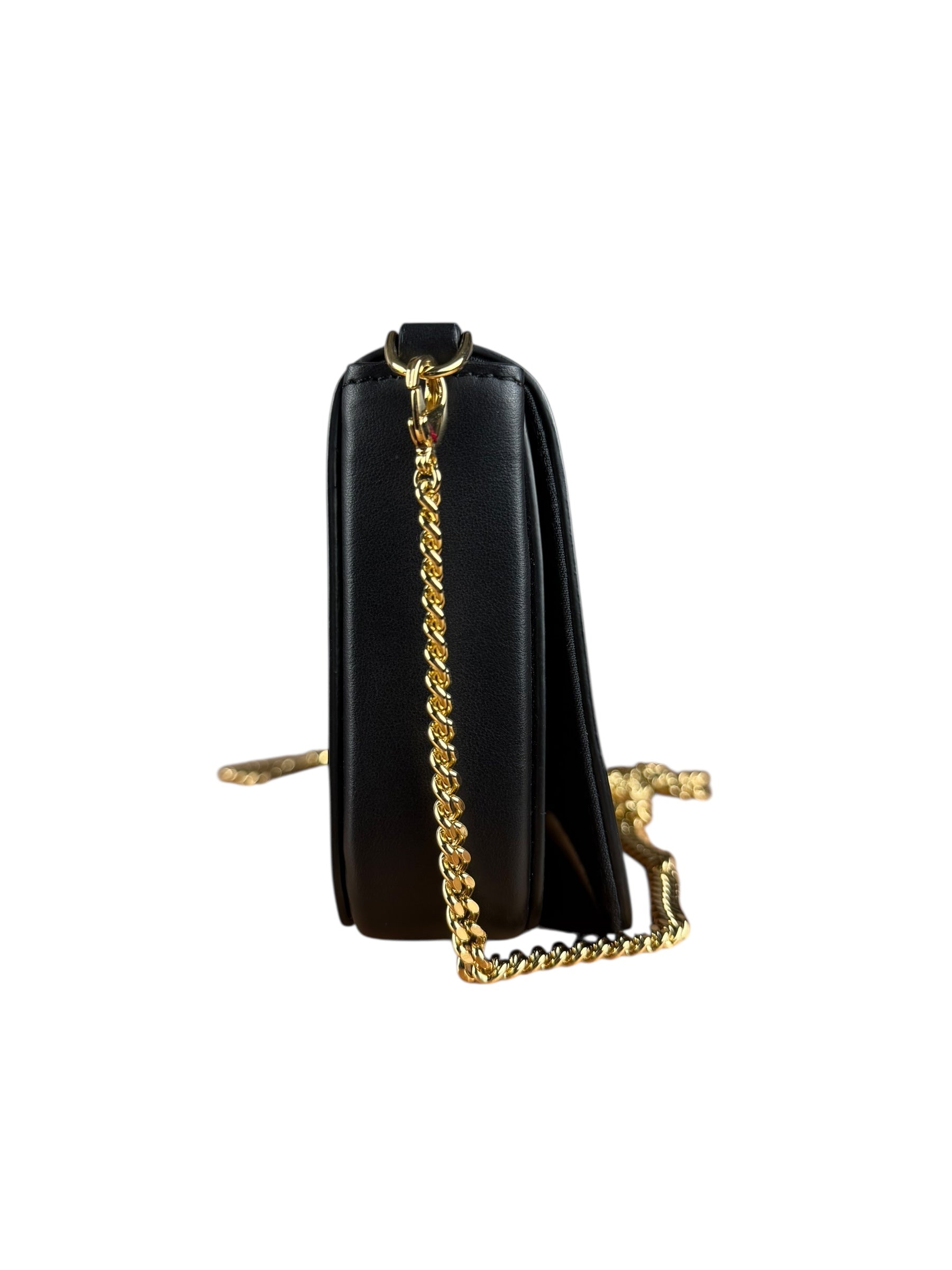 Fendi Fendigraphy Black Leather Wallet on Chain