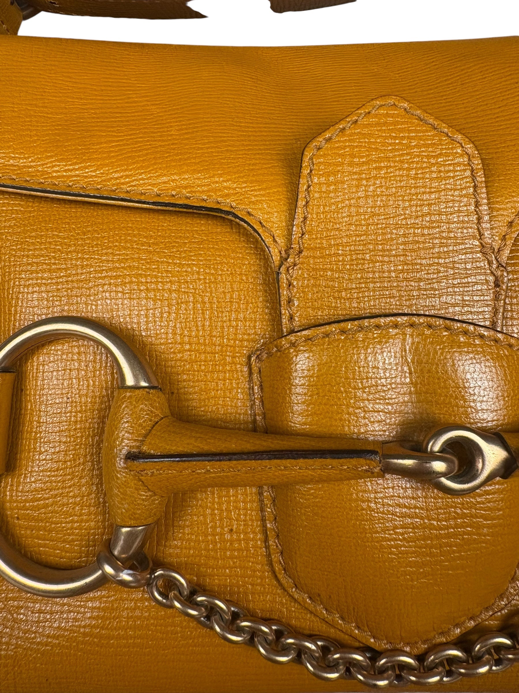 Gucci Horsebit Chain Leather Shoulder Bag Brown