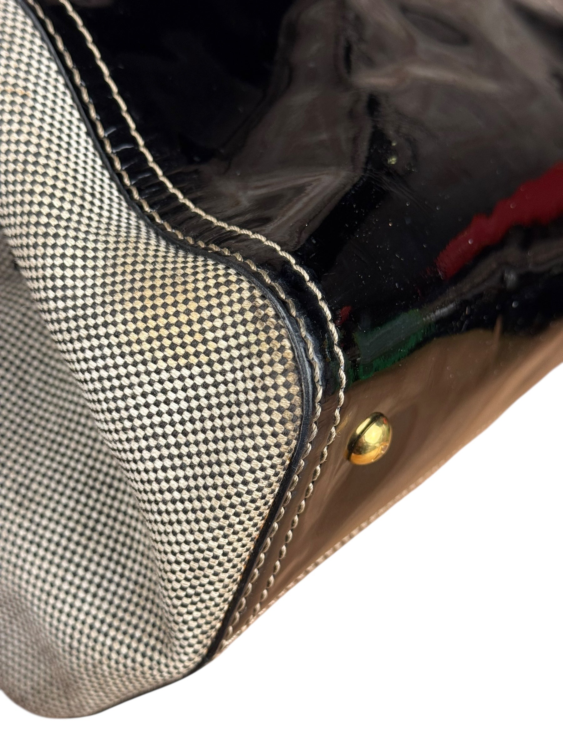 Fendi vintage Chameleon Black Patent Leather Handbag