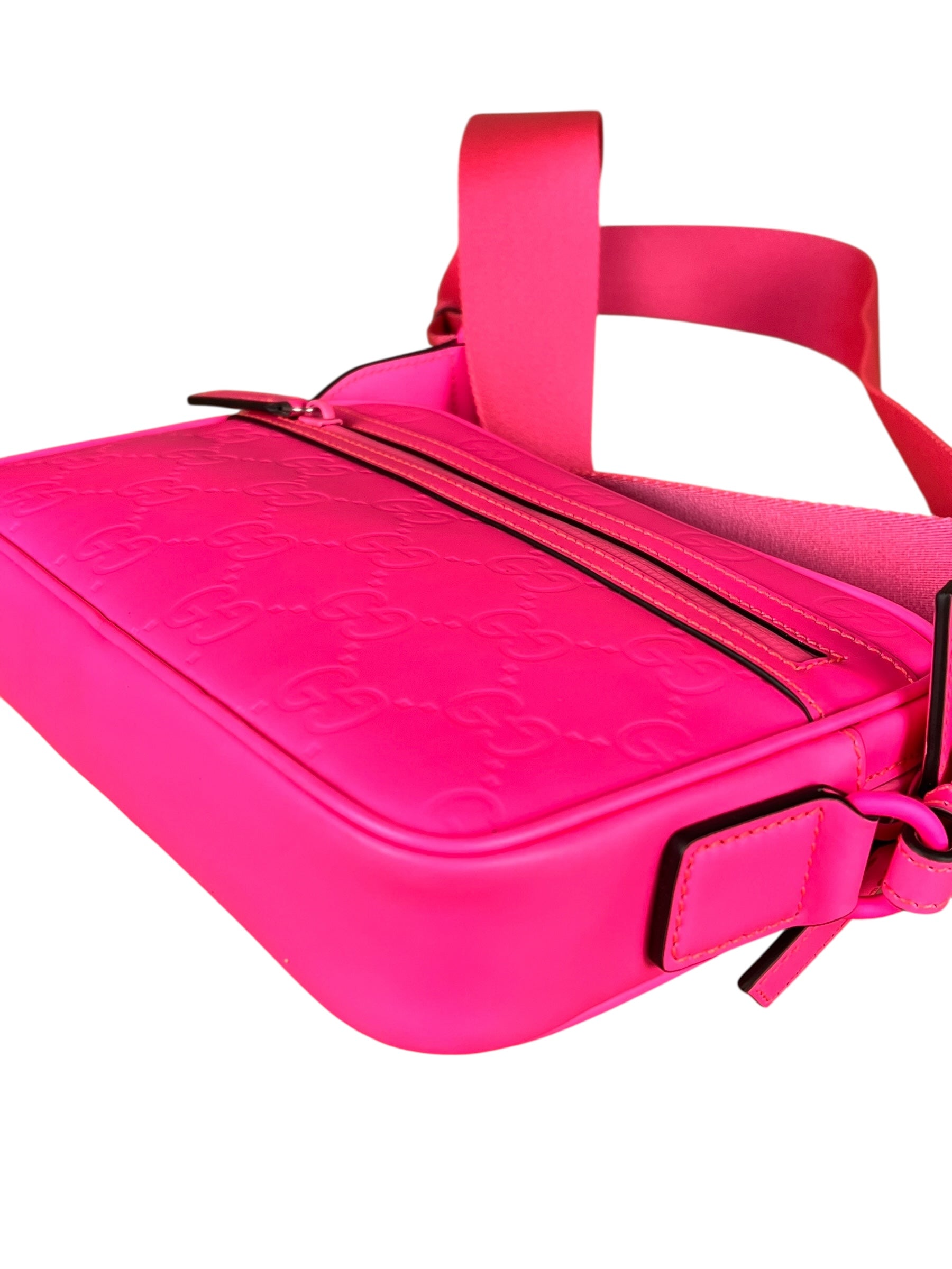 Gucci Hot Pink GG Rubber Effect Crossbody Bag