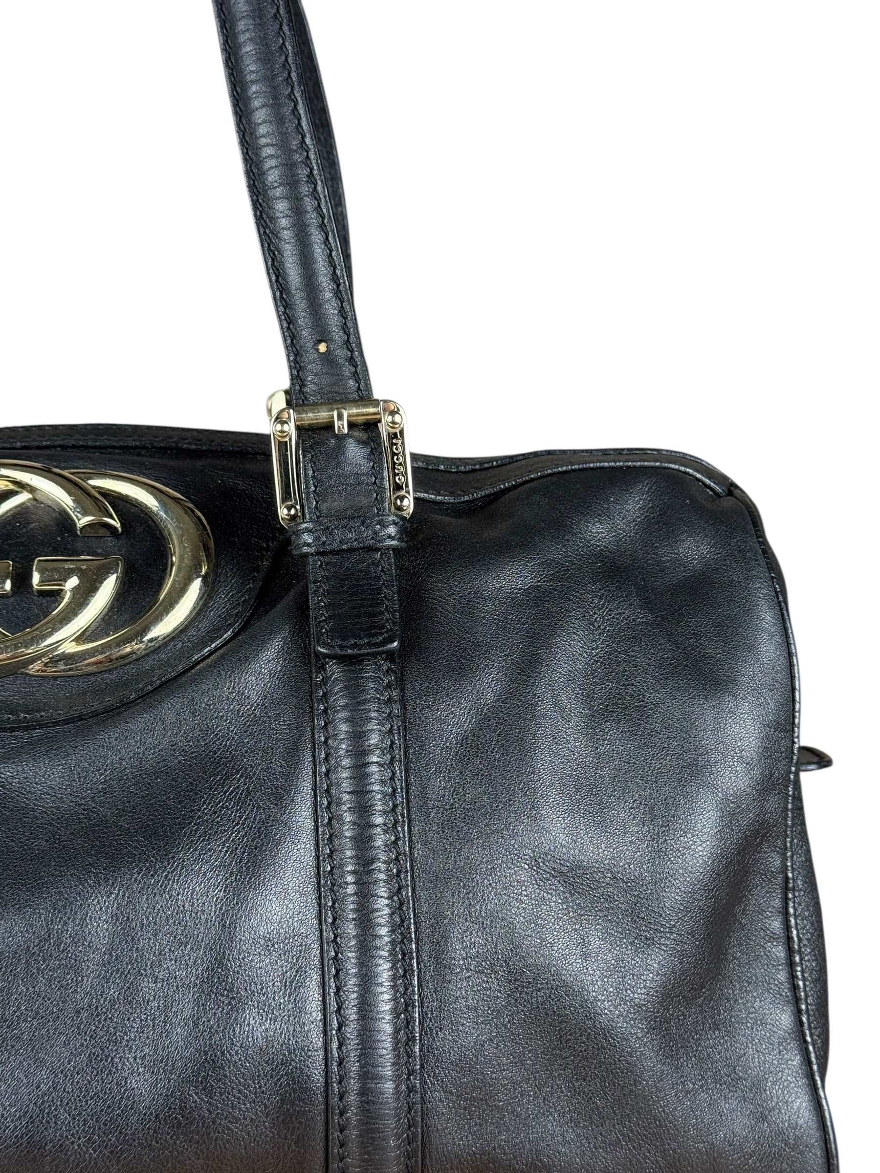Gucci Britt Leather Boston Bag