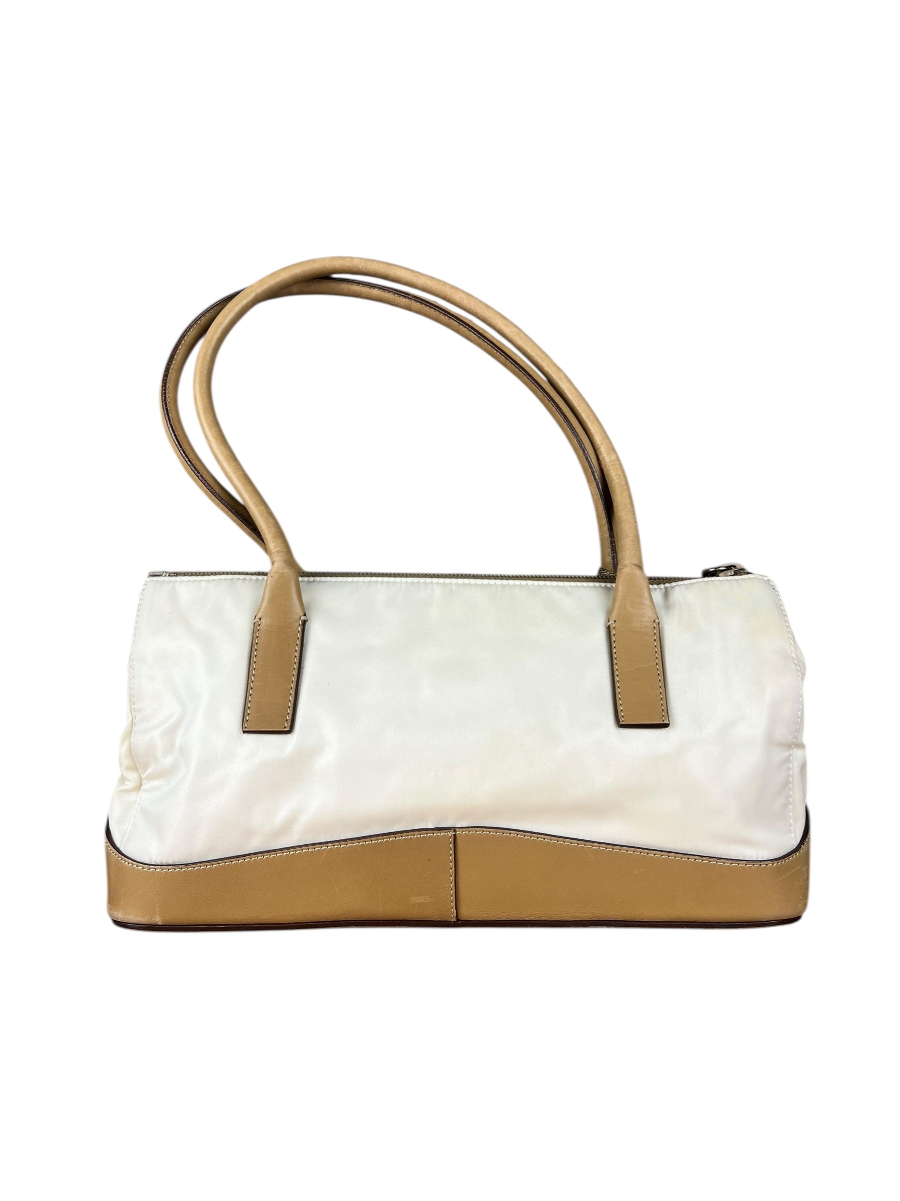 Prada Vintage White/Brown Top Handle Bag
