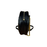 Saint Laurent Round Vinyle Quilted Shoulder Bag Black