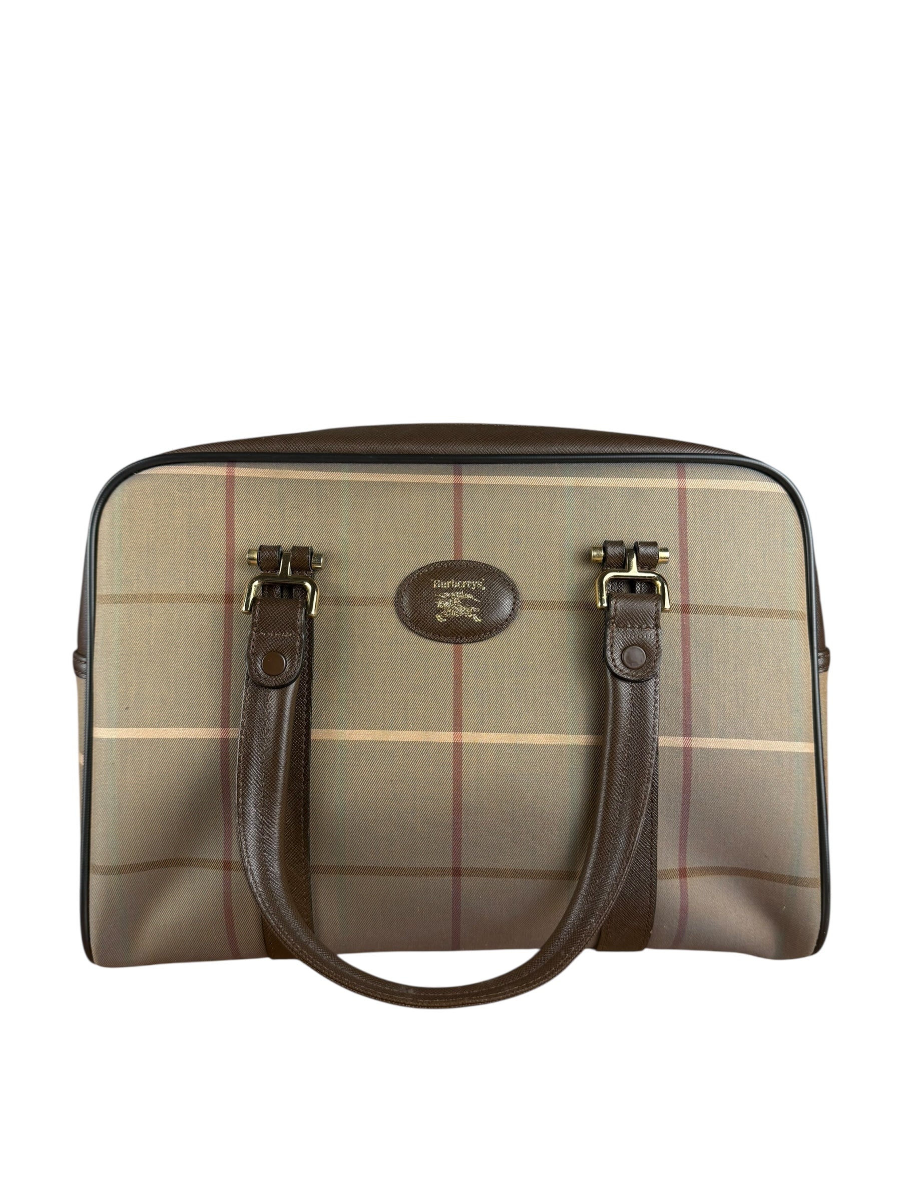 Burberry Brown Vintage Check Boston Handbag