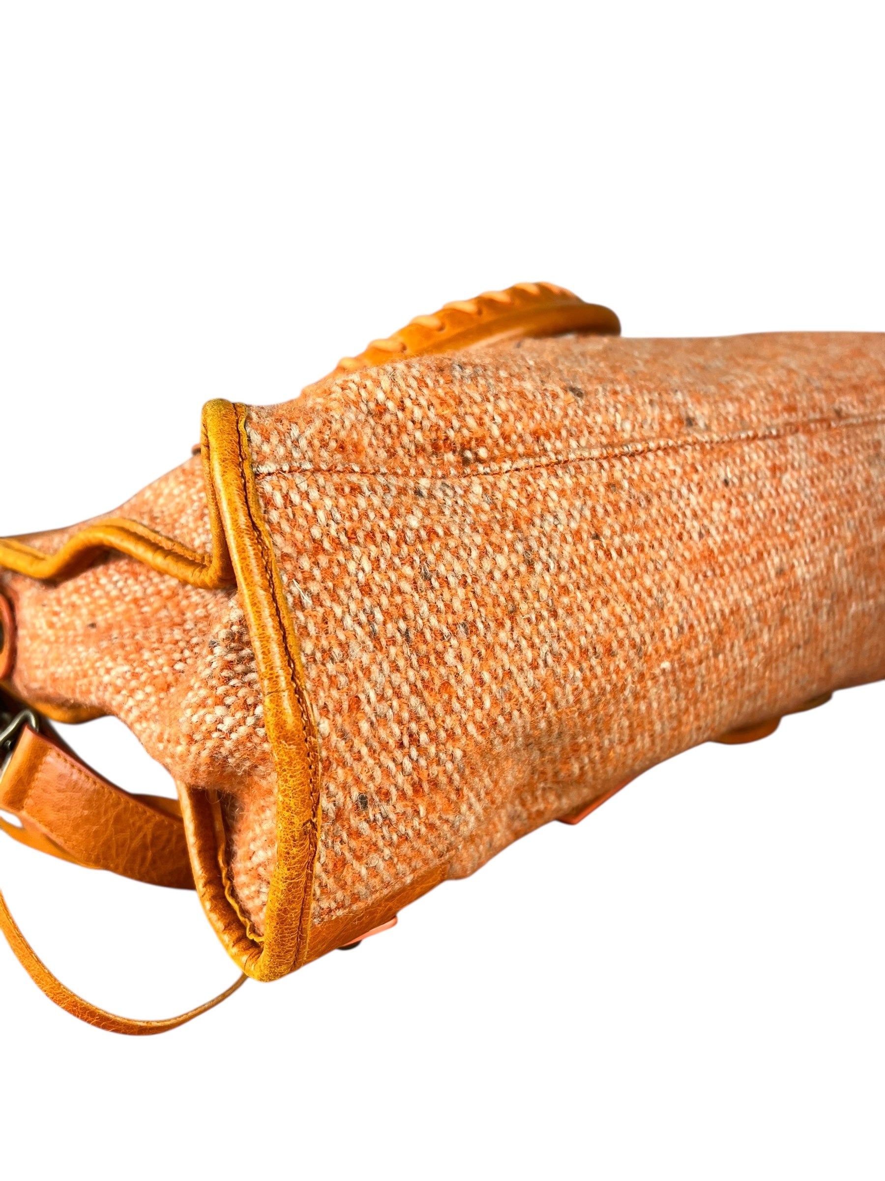 Balenciaga Wool Knit Orange City Bag