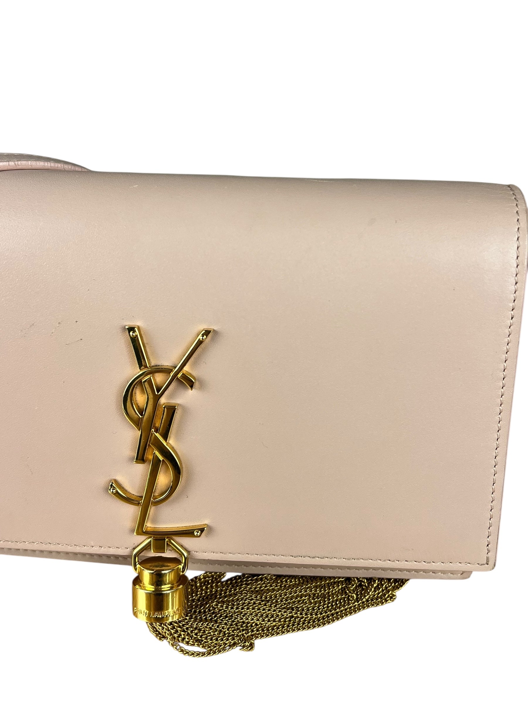 Saint Laurent Smooth Calfskin Monogram Kate Tassel Chain Pink