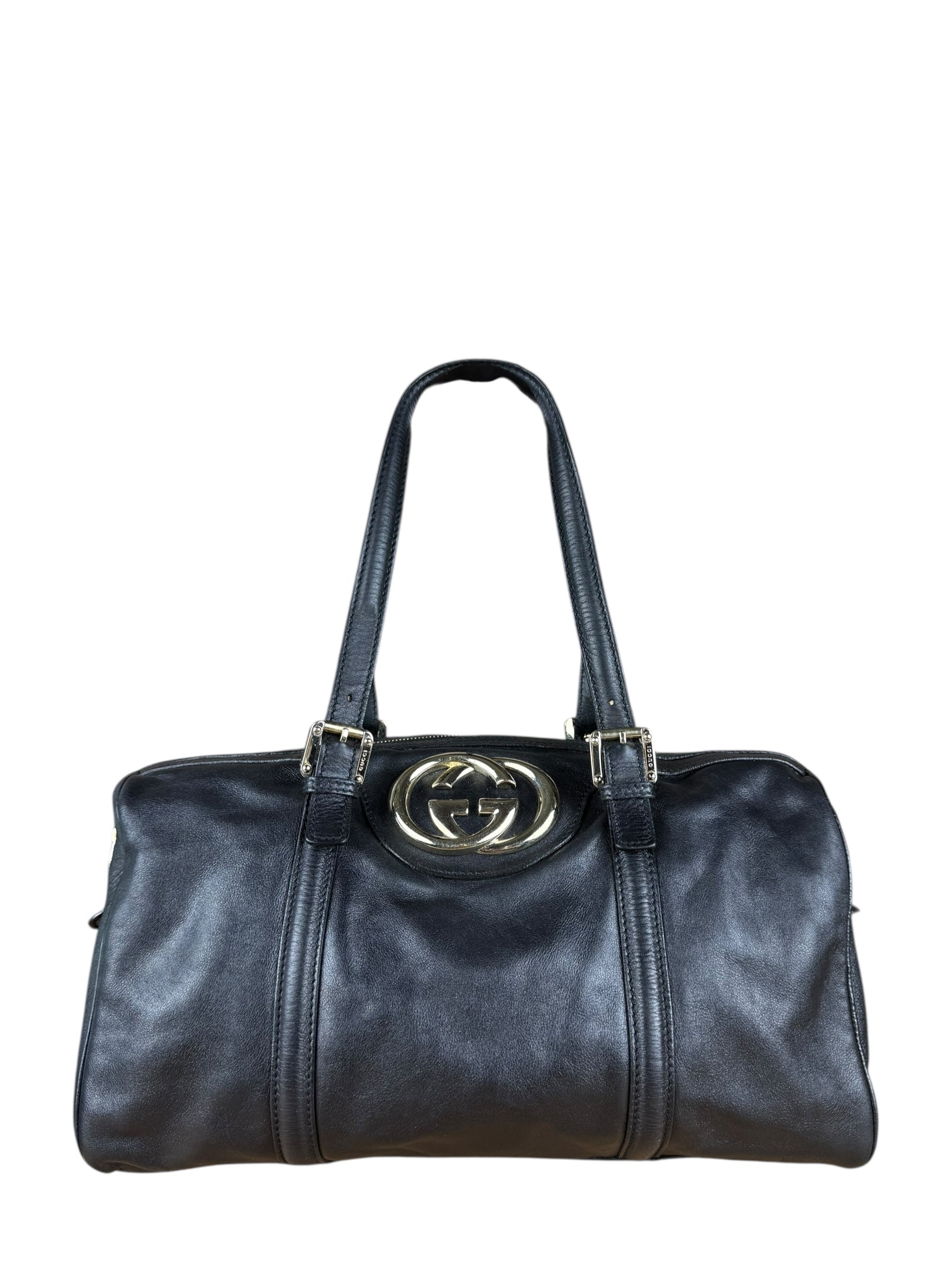 Gucci Britt Leather Boston Bag