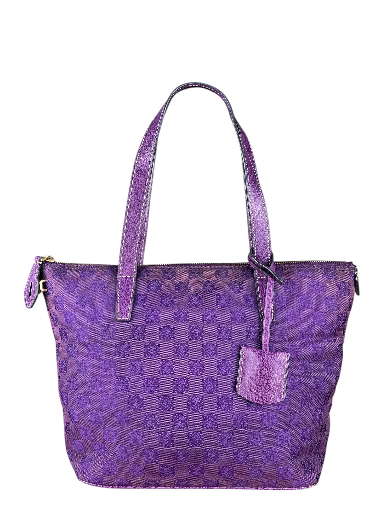 Loewe Vintage Purple Anagram Shoulder Tote
