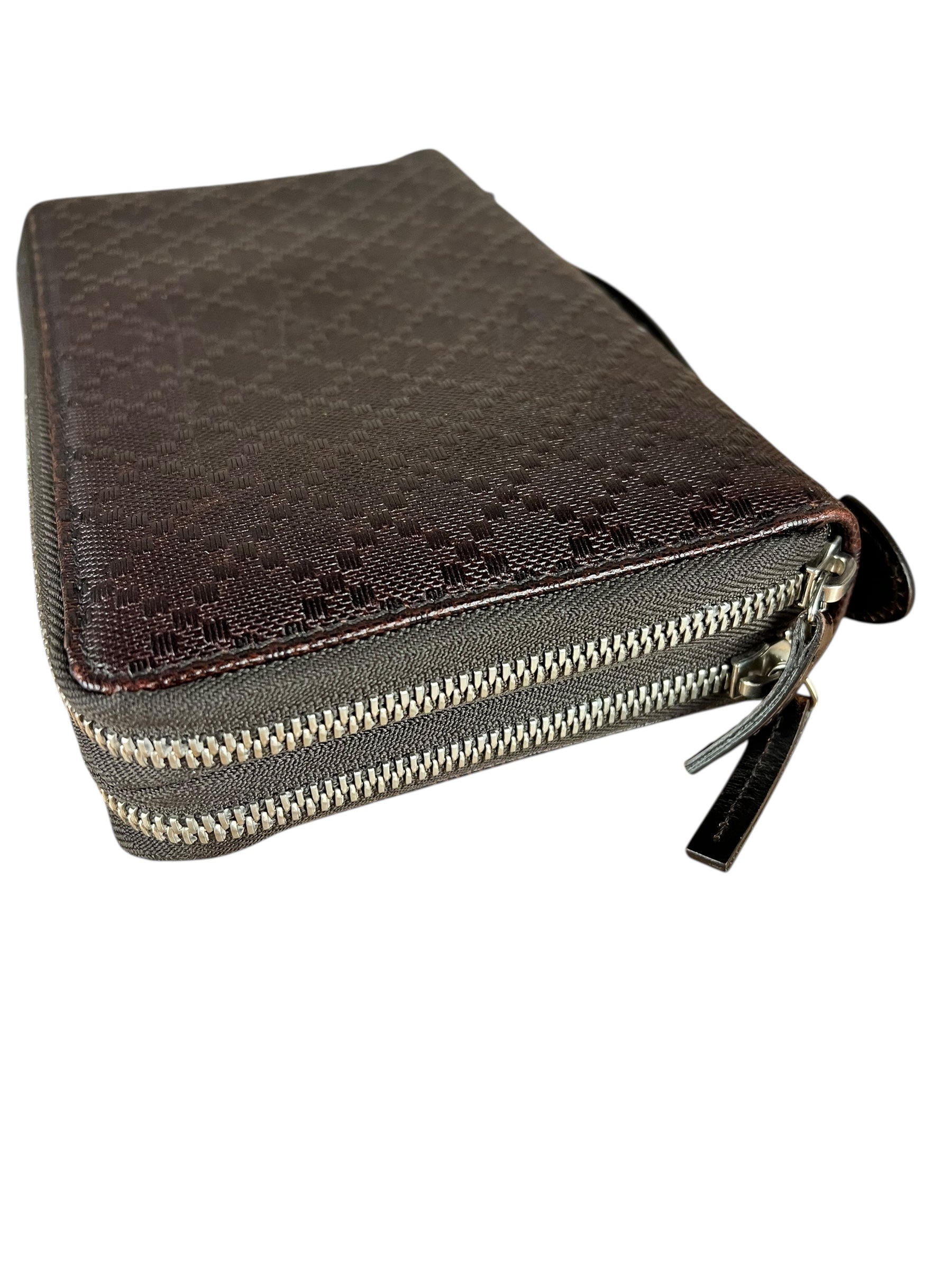 Gucci Diamante Leather Zippy Top Handle Organizer