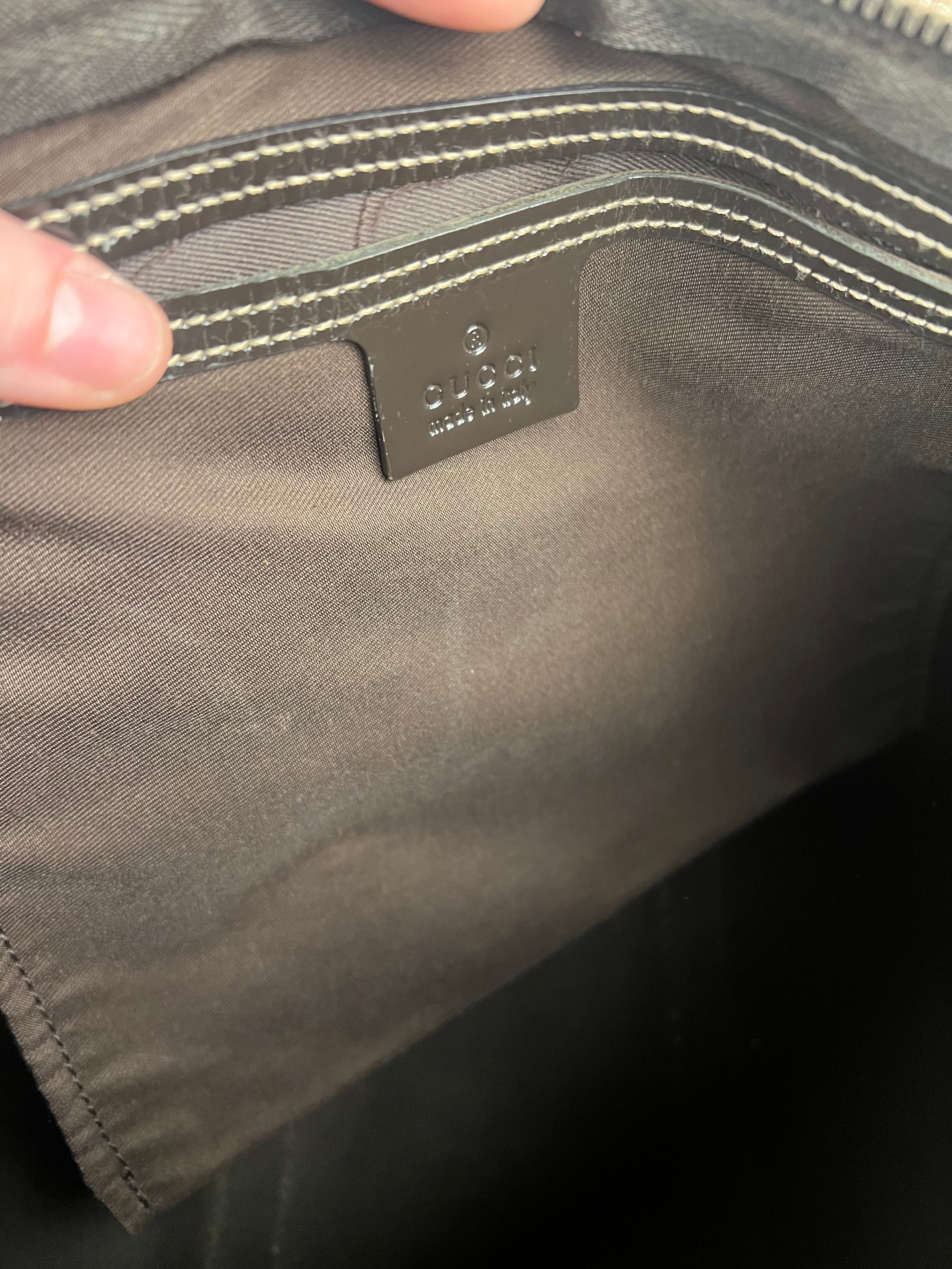 Gucci GG Supreme Coated Boston Bag Dark Brown