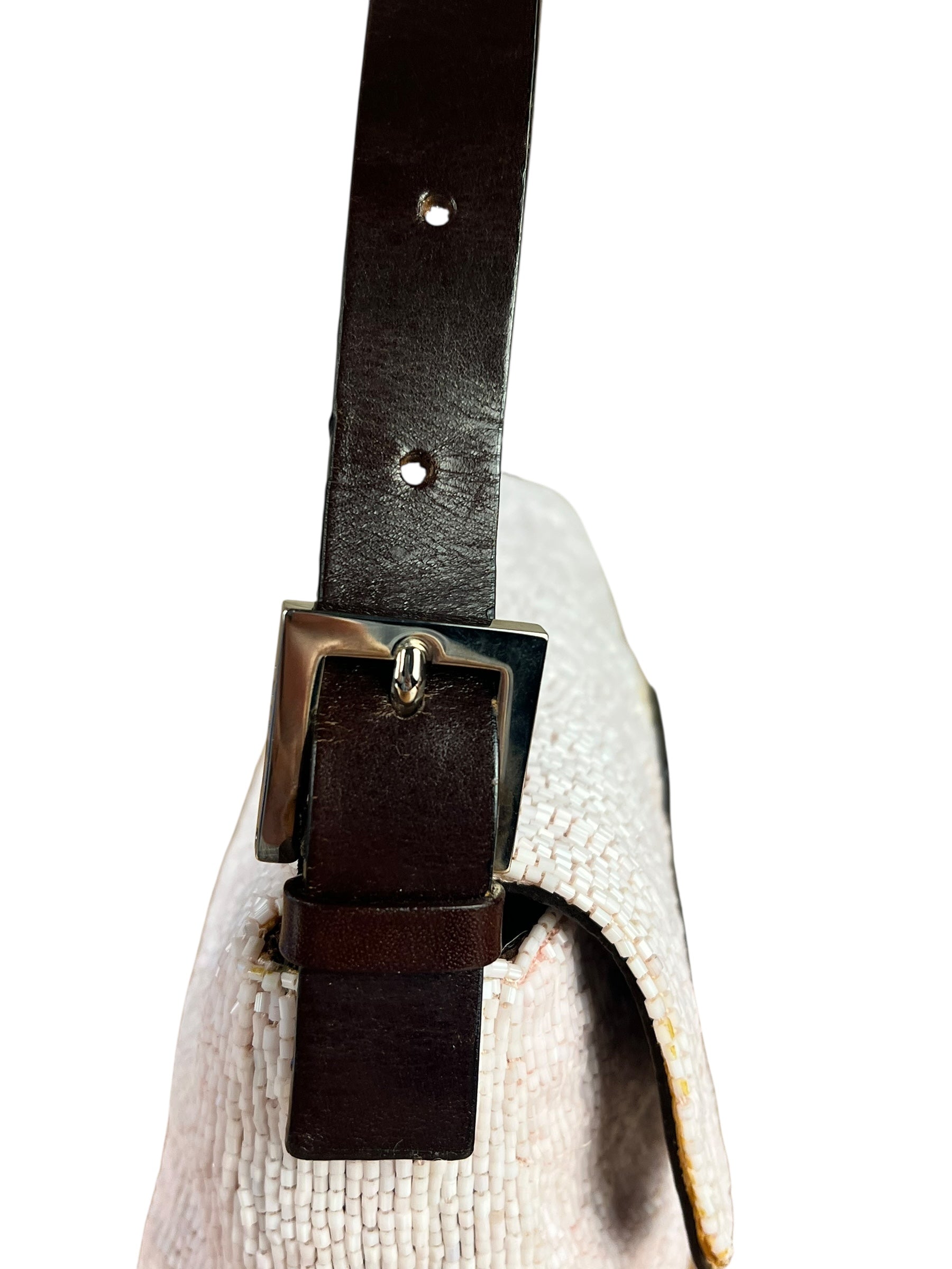 Fendi Pelle Rosa Beaded Baguette